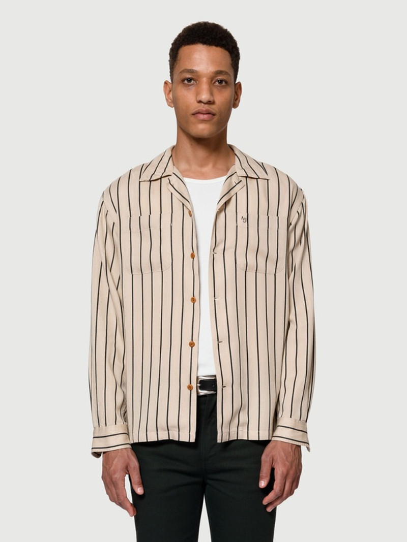 Nudie Jeans Vincent Fluid Stripe Cream outlook