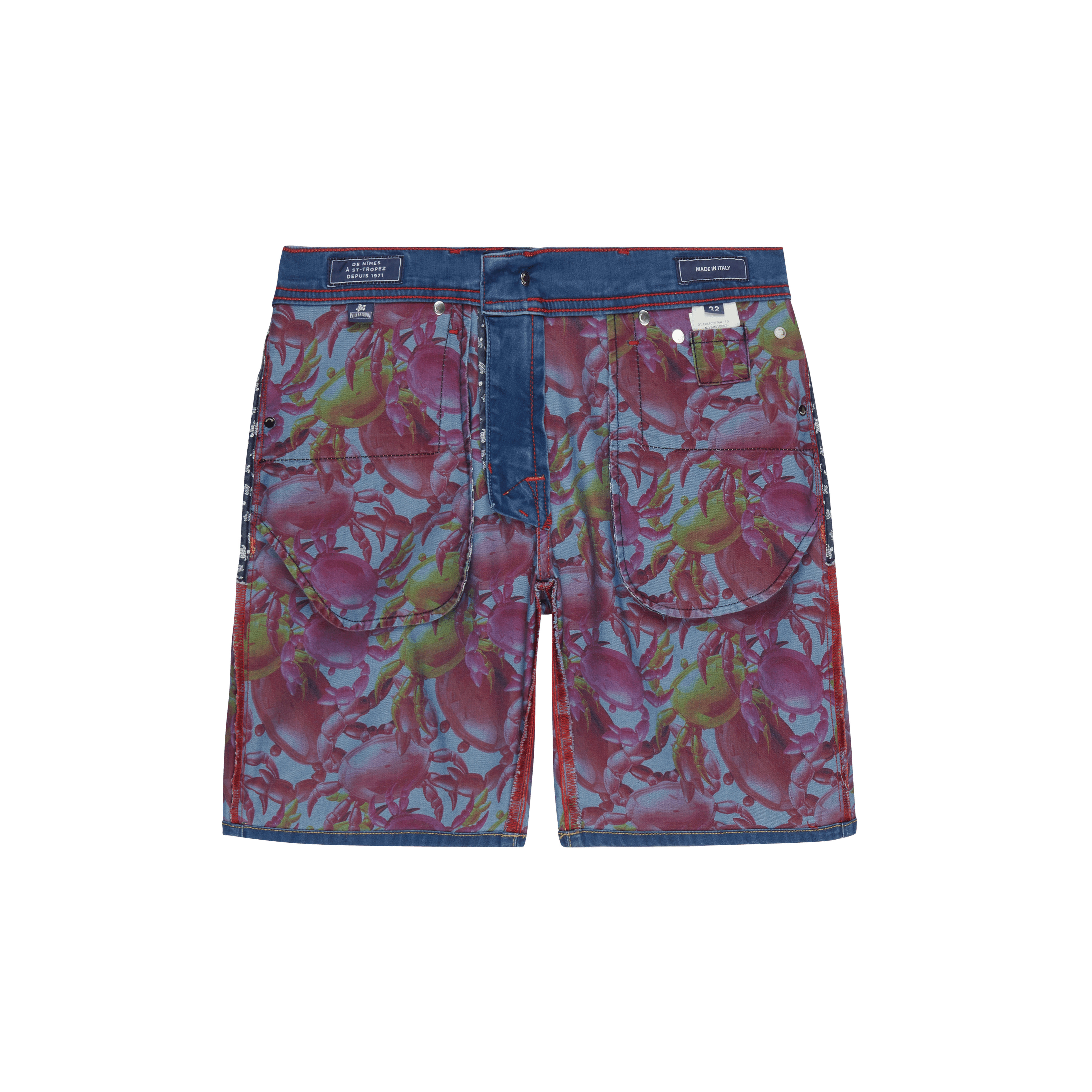 Men Denim Bermuda Shorts Crab Balloons - 6