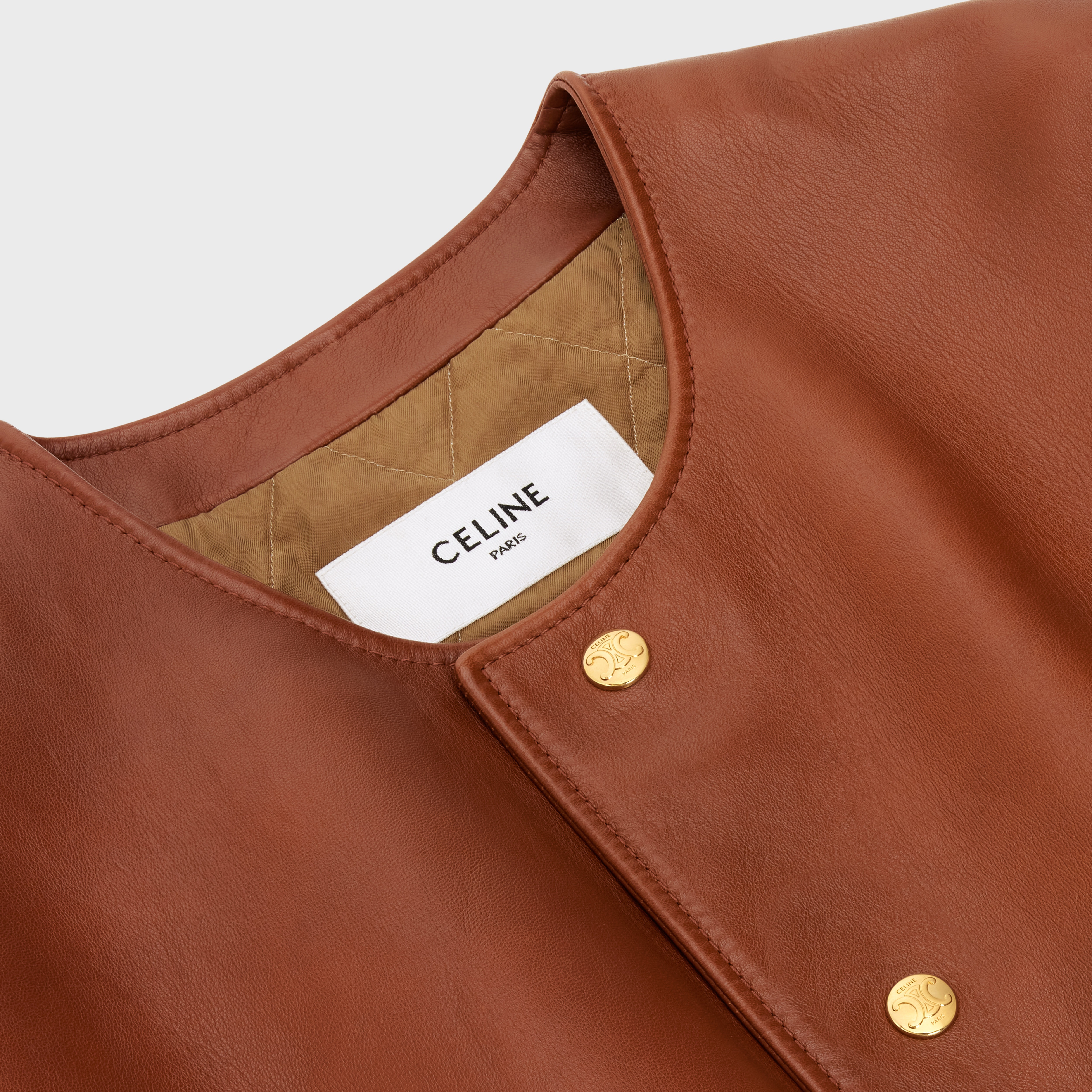 Smocked belted jacket in soft Lambskin - 3