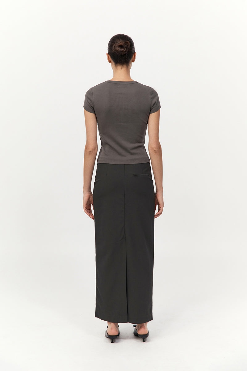 Minimal Column Skirt - Black Olive - 6