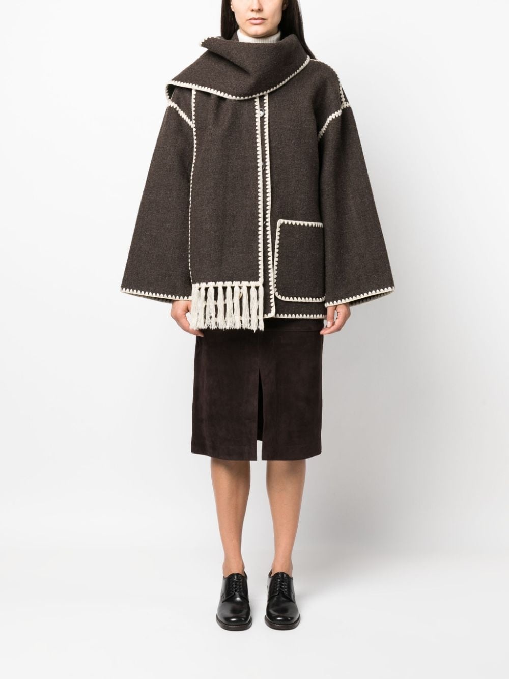 wool-blend scarf jacket - 2