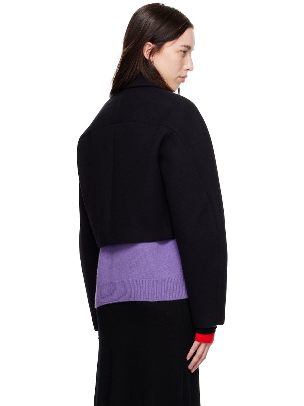 AURALEE Navy Sponge Wool Melton Short Jacket | REVERSIBLE