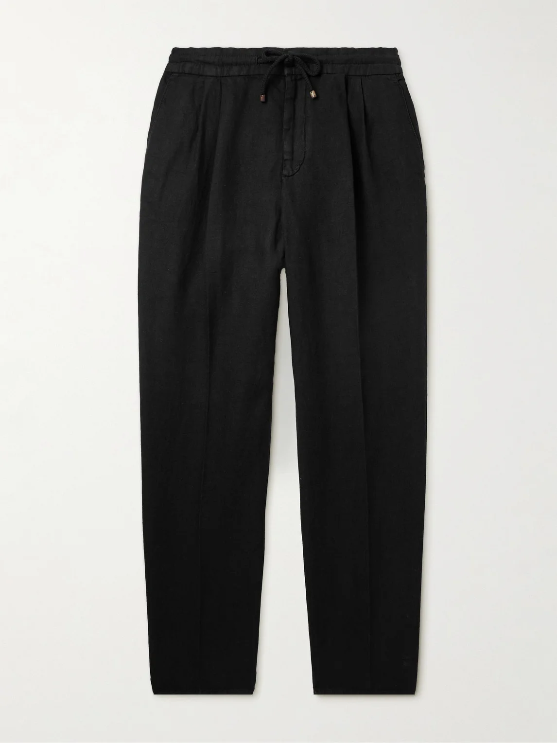 Straight-Leg Pleated Linen-Twill Drawstring Trousers - 1