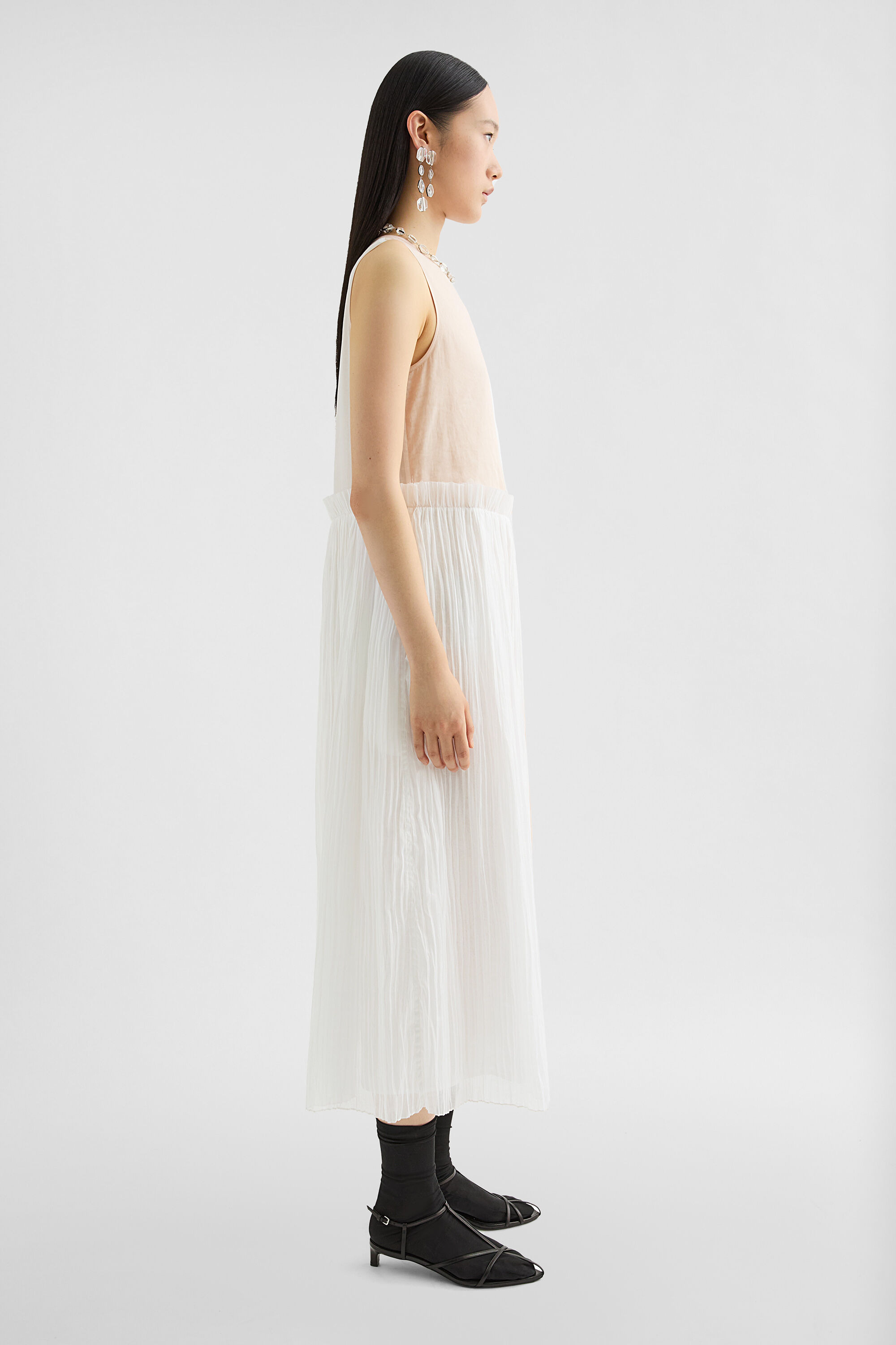 Cotton Muslin Pleated Dress - 3