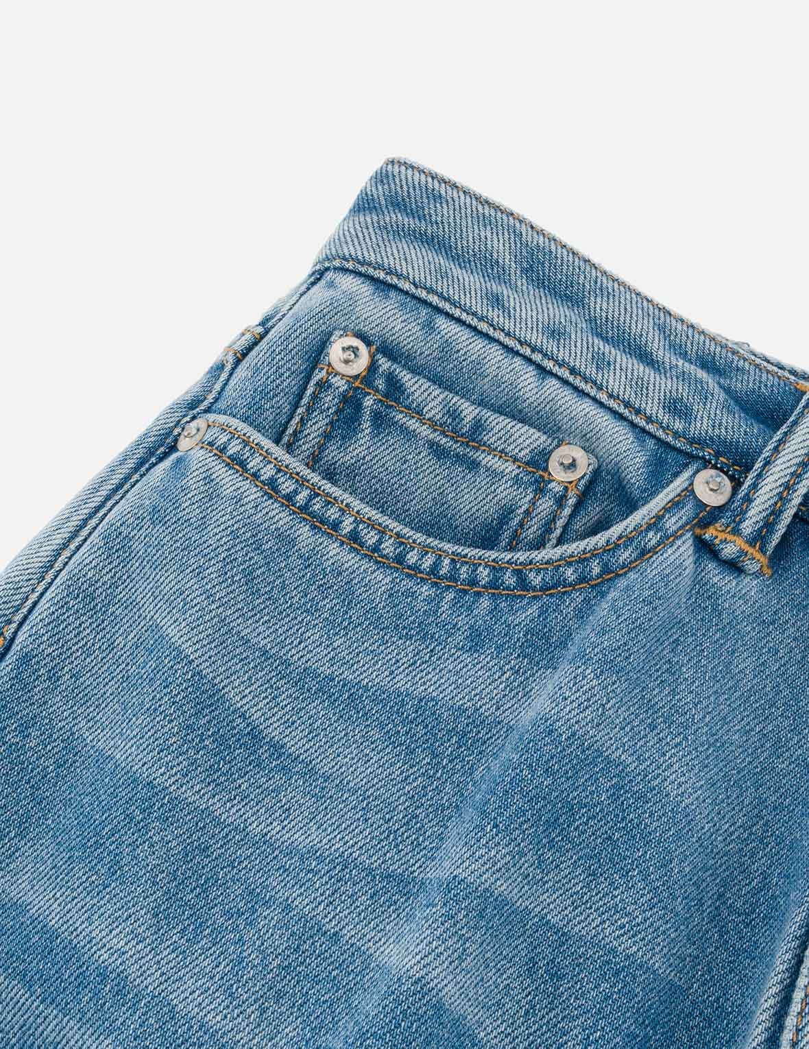 Deconstructed Inserted Seagull Embroidery Fashion Fit Denim Cargo Skirt - 7