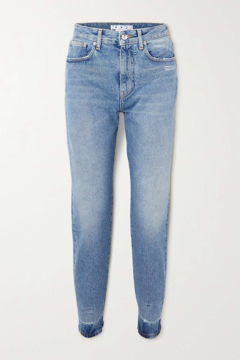 Corporate distressed high-rise slim-leg jeans - 1