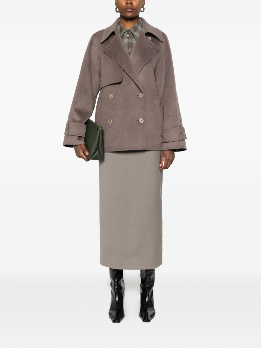 double-breasted wool coat - 2