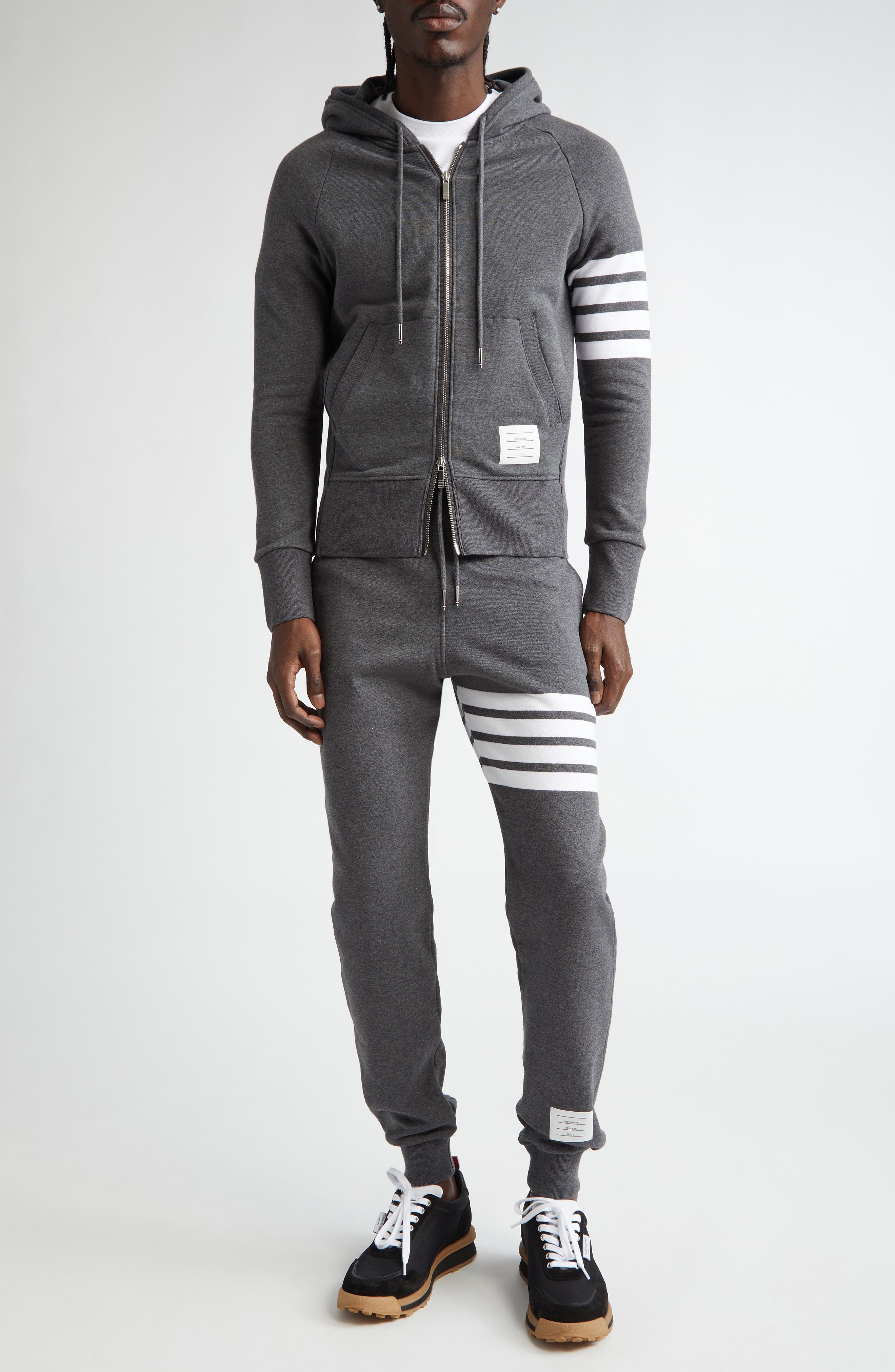 Thom Browne Classic 4-Bar Zip Cotton Hoodie in Dark Grey at Nordstrom - 2