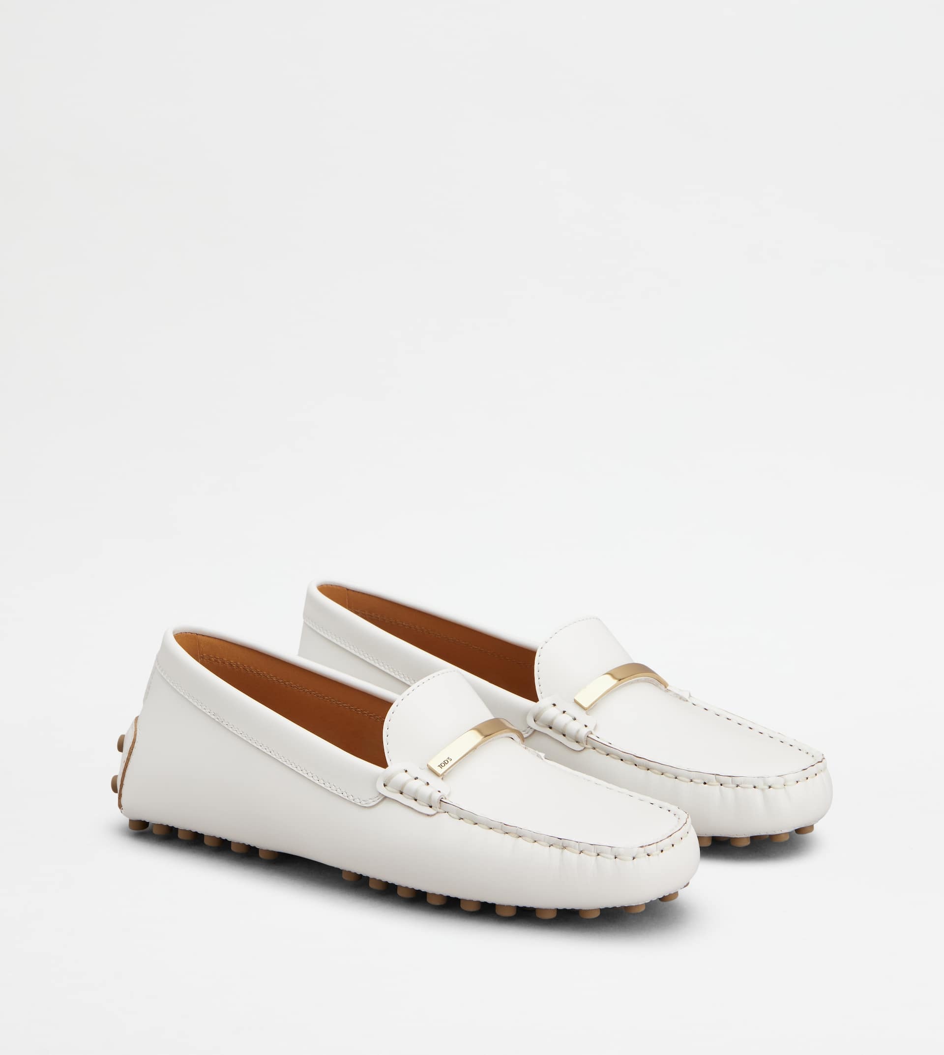 GOMMINO DRIVING SHOES IN LEATHER - WHITE - 2