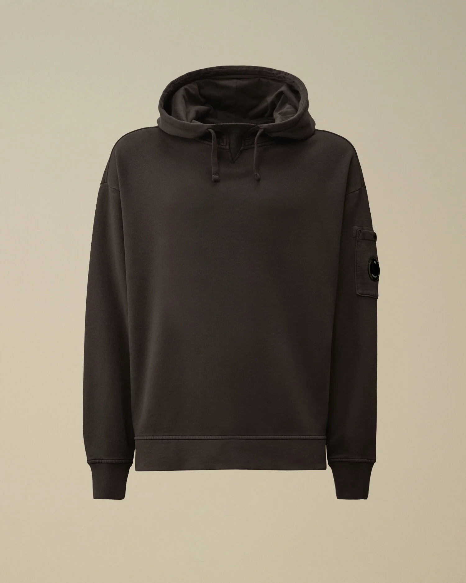 Brushed and Emerized Diagonal Fleece Boxy Hooded Sweatshirt - 1