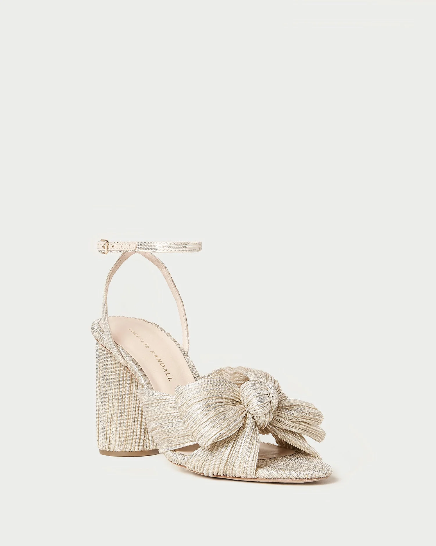 Camellia Platinum Pleated Bow Heel - 1