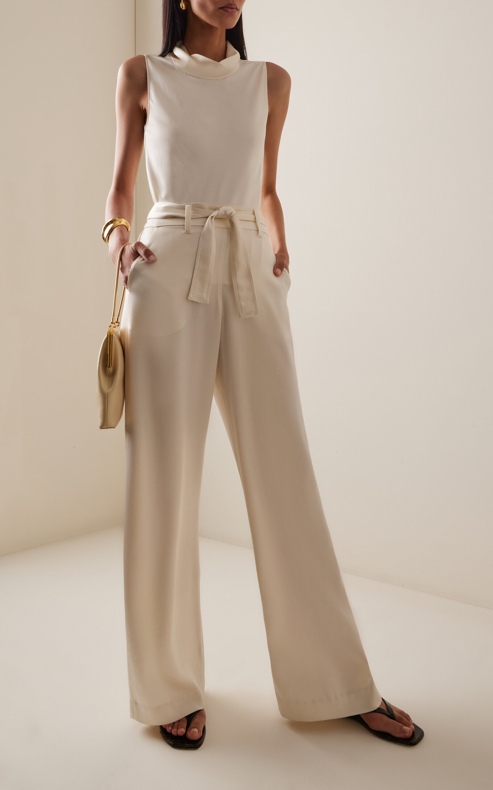 Barb Cowl-Neck Satin Top white - 3
