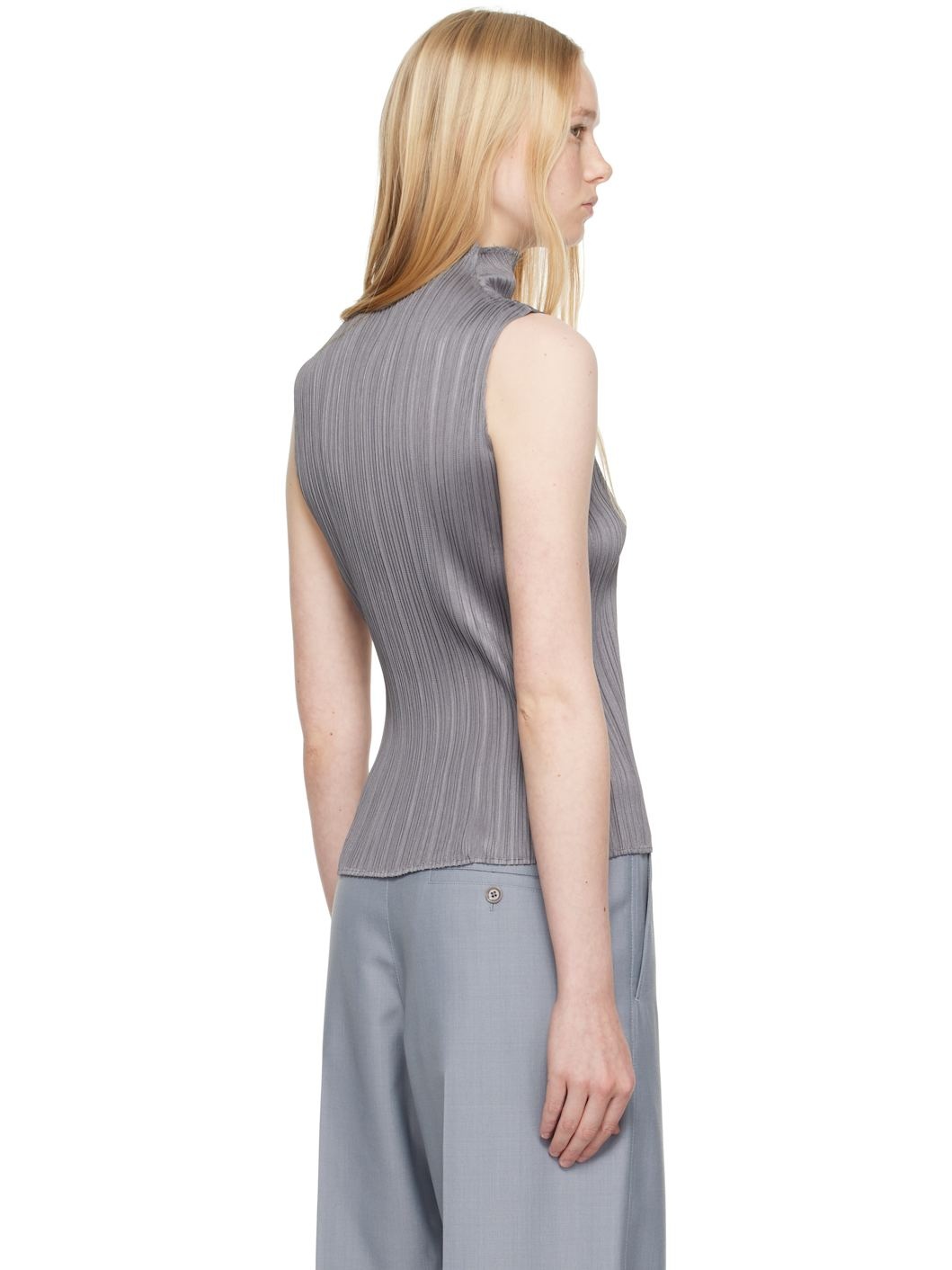 Gray Ramie Pleats Top - 3