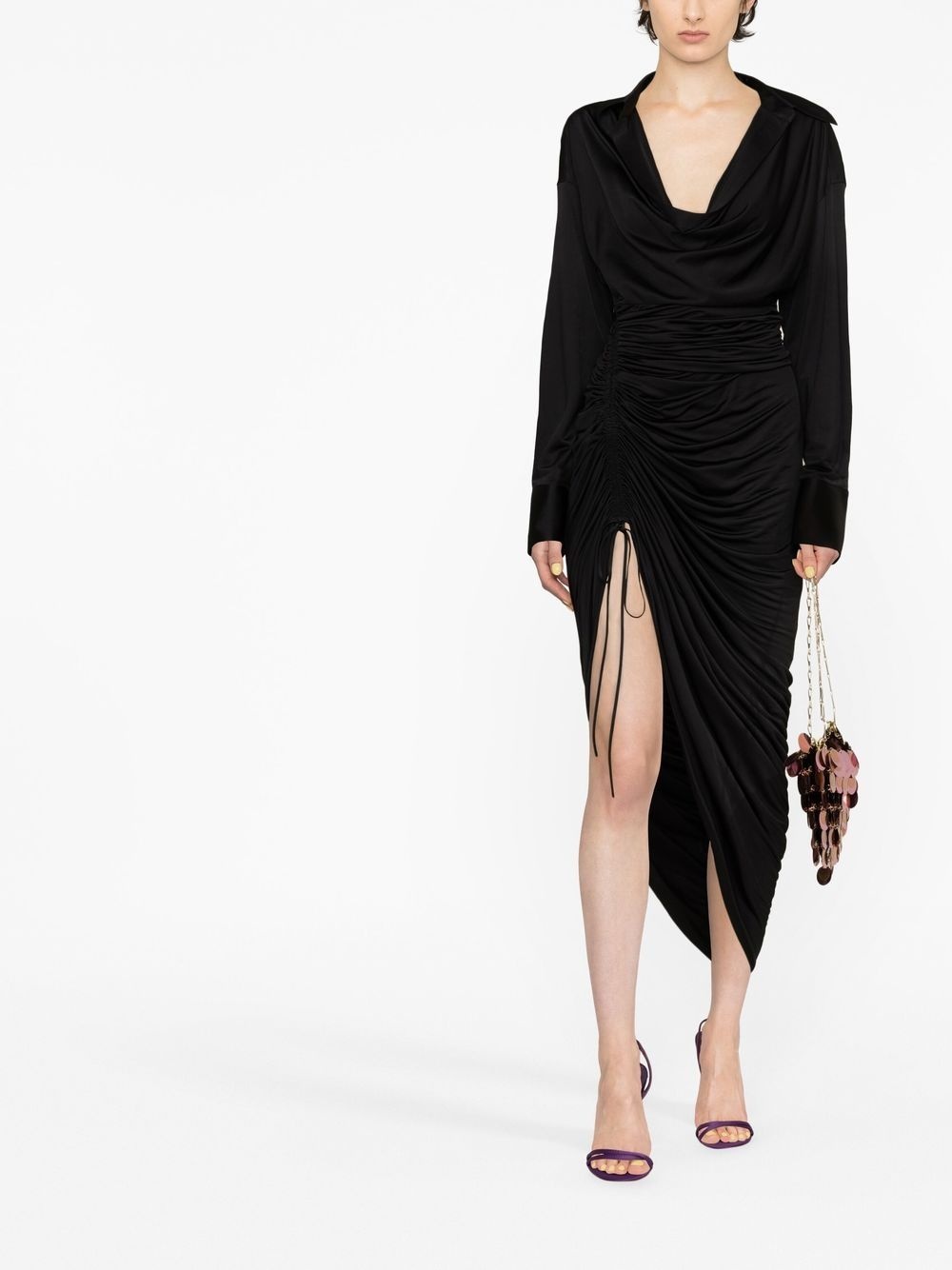 asymmetric V-neck dress - 2