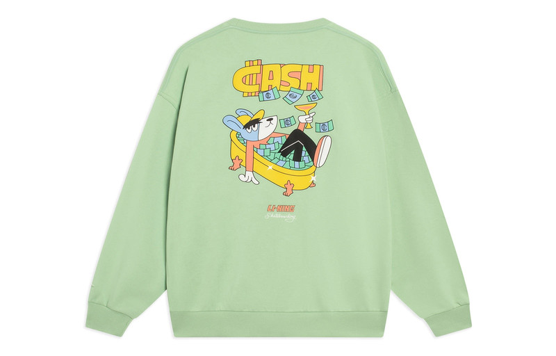 Li-Ning Li-Ning Skateboarding Cartoon Graphic Sweatshirt 'Light Green' AWDT163-4 outlook