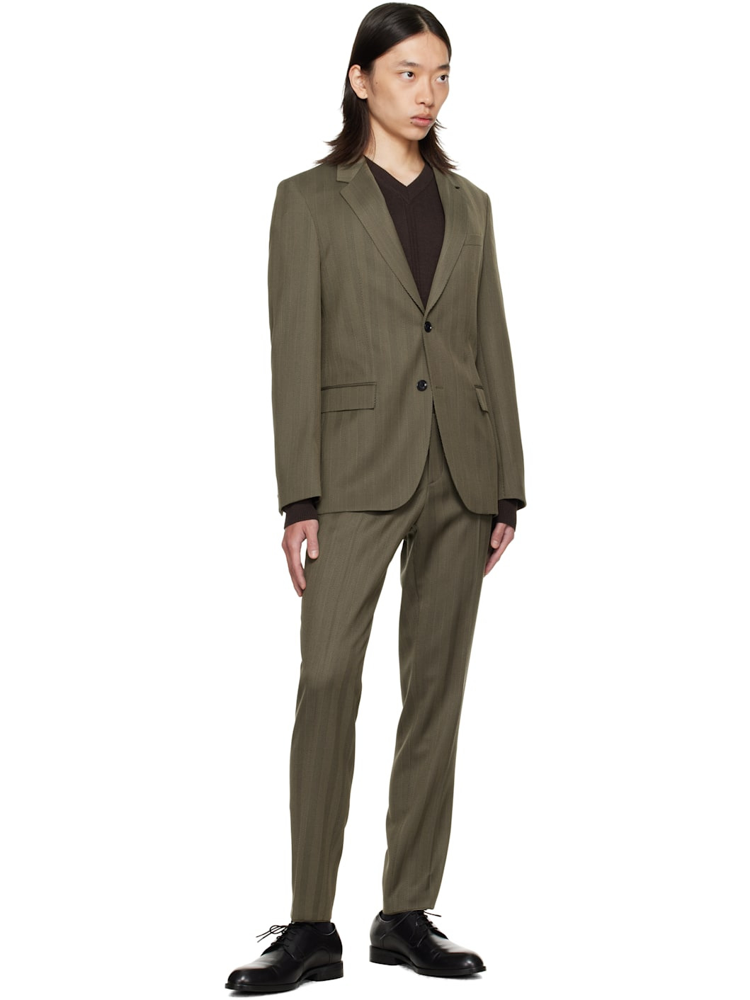 Green Slim-Fit Two-Piece Suit - 5