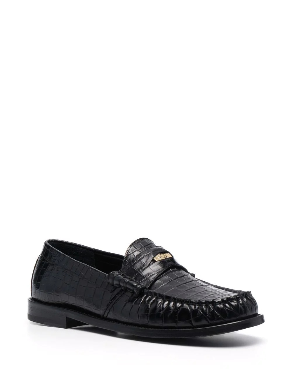 crocodile-effect leather loafers - 2