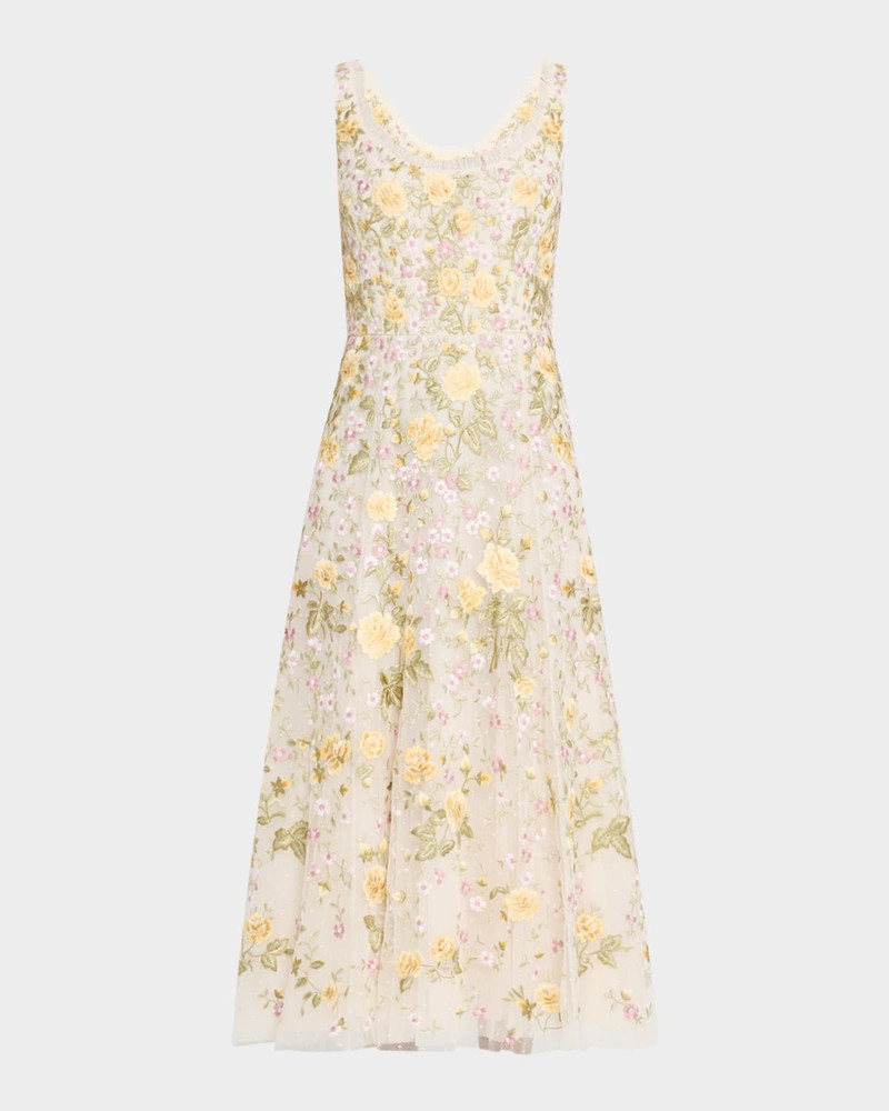 Embroidered Florine Scoop-Neck Ballerina Dress 1