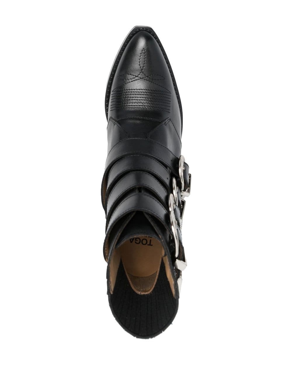 buckle-strap mid heel boots - 4