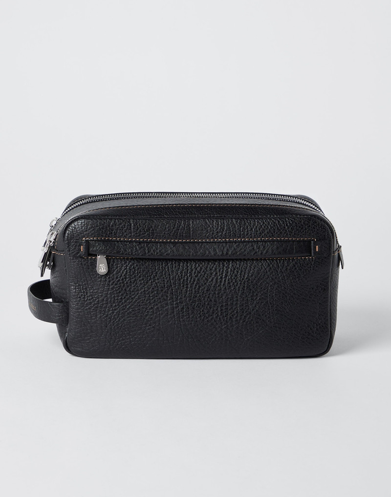 Grained calfskin beauty case with double zipper 1