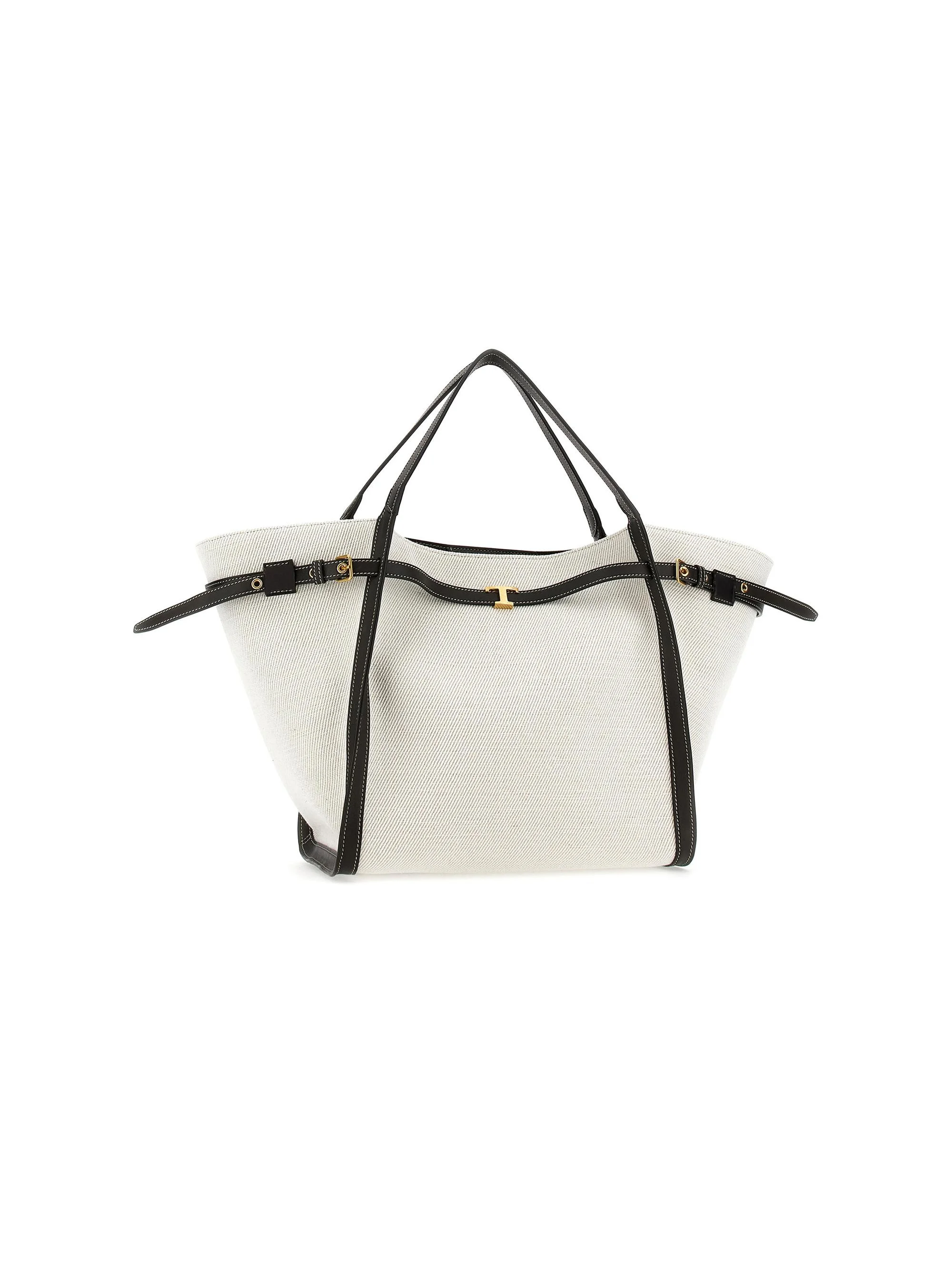 Women's Medium Linen-Canvas Shopping Bag - Bianco Calce - 1