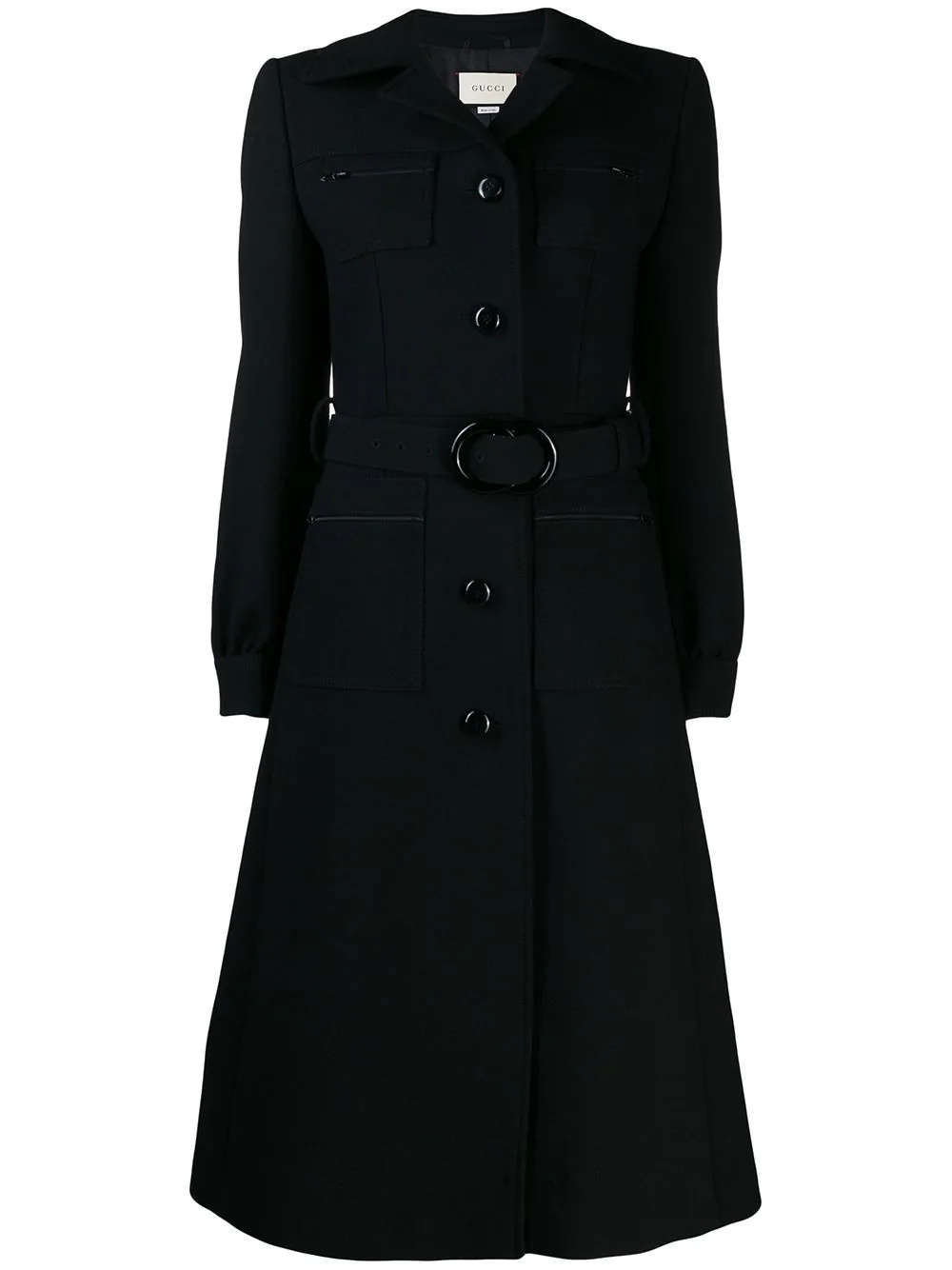 Belted wool coat - 1