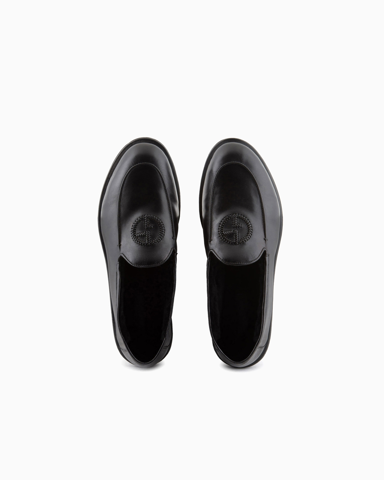 Nappa leather loafers with embroidered logo - 3