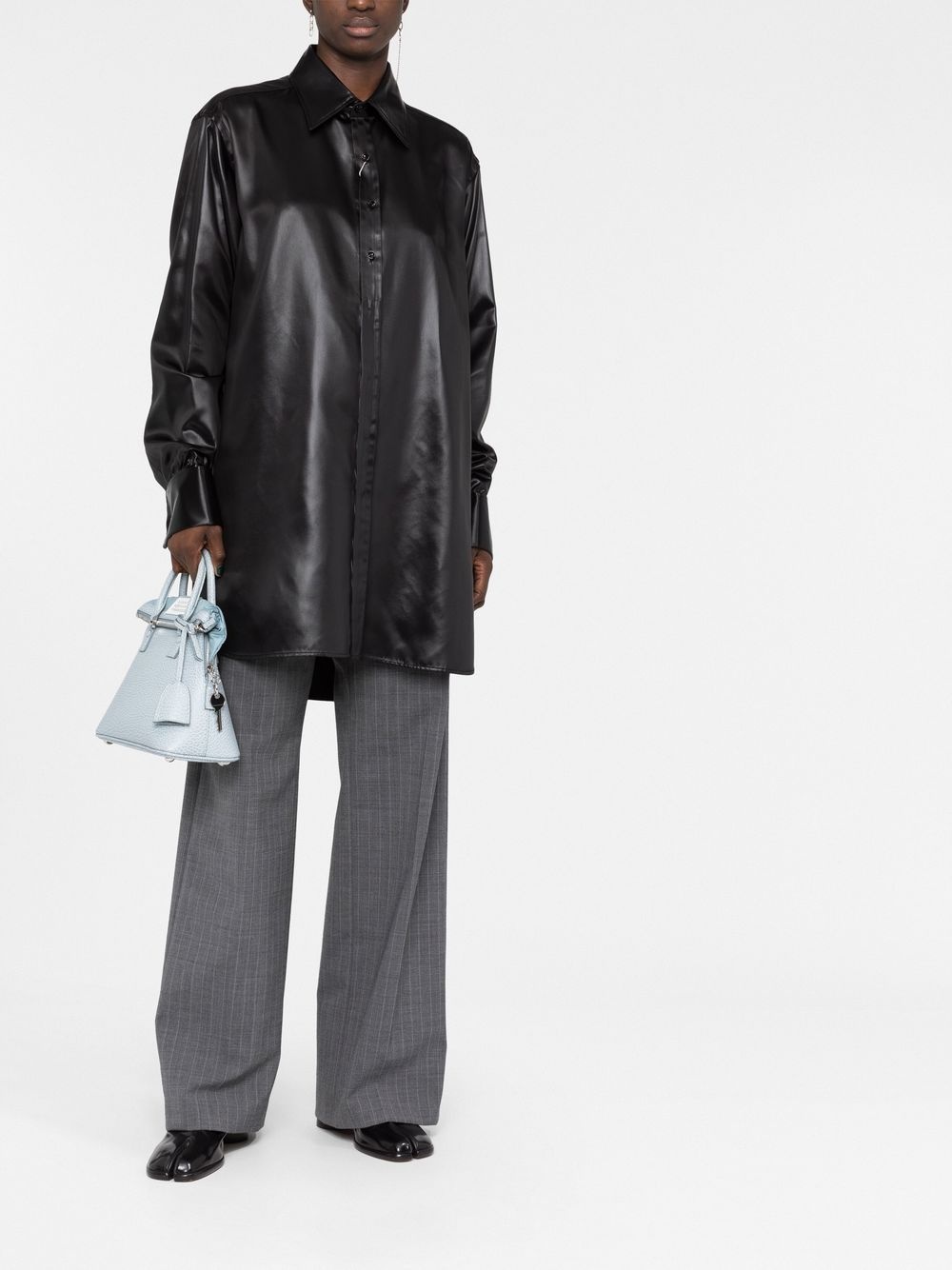 faux-leather long-sleeved shirt - 2