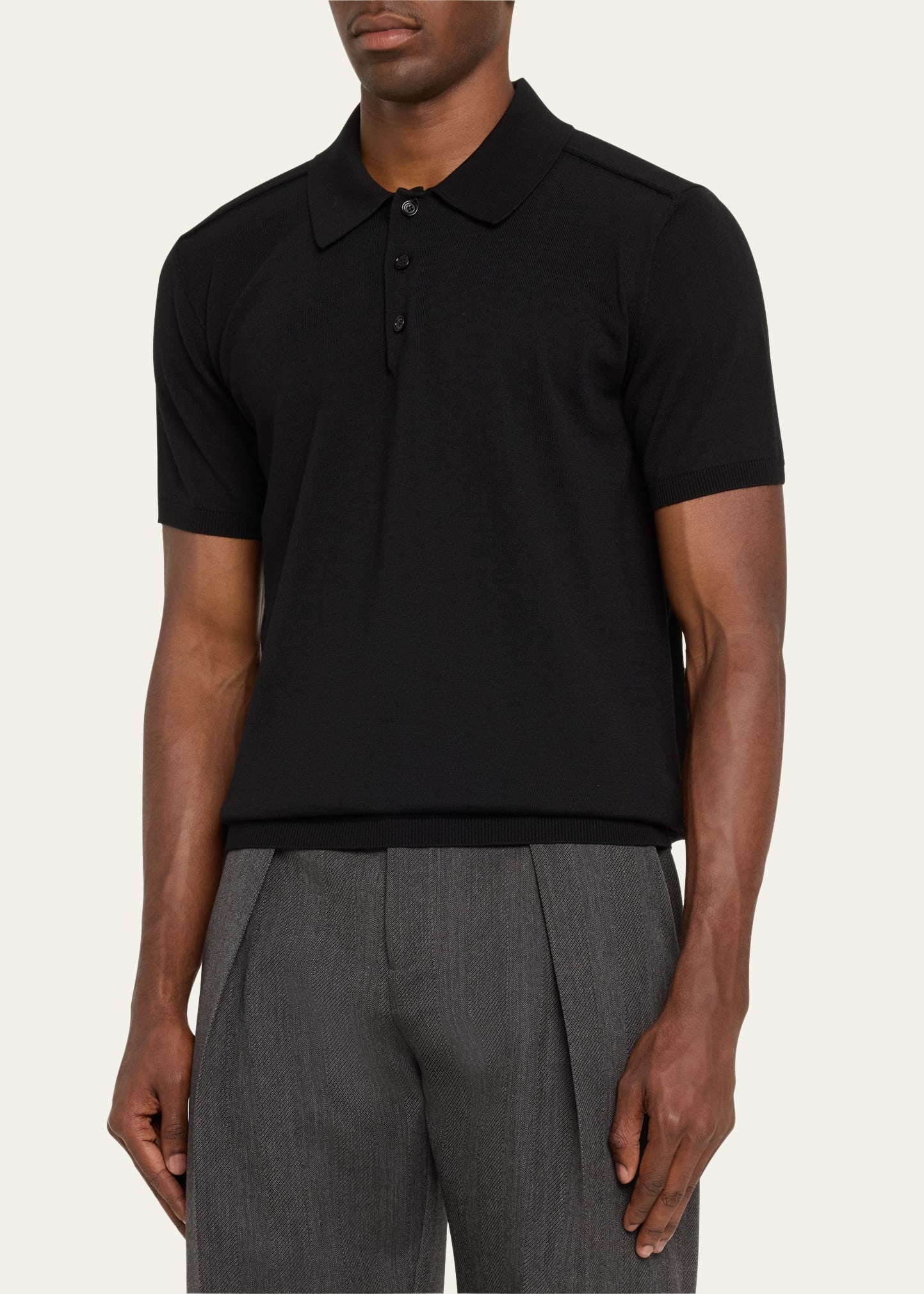 Men's Wool Knit Polo Shirt - 4