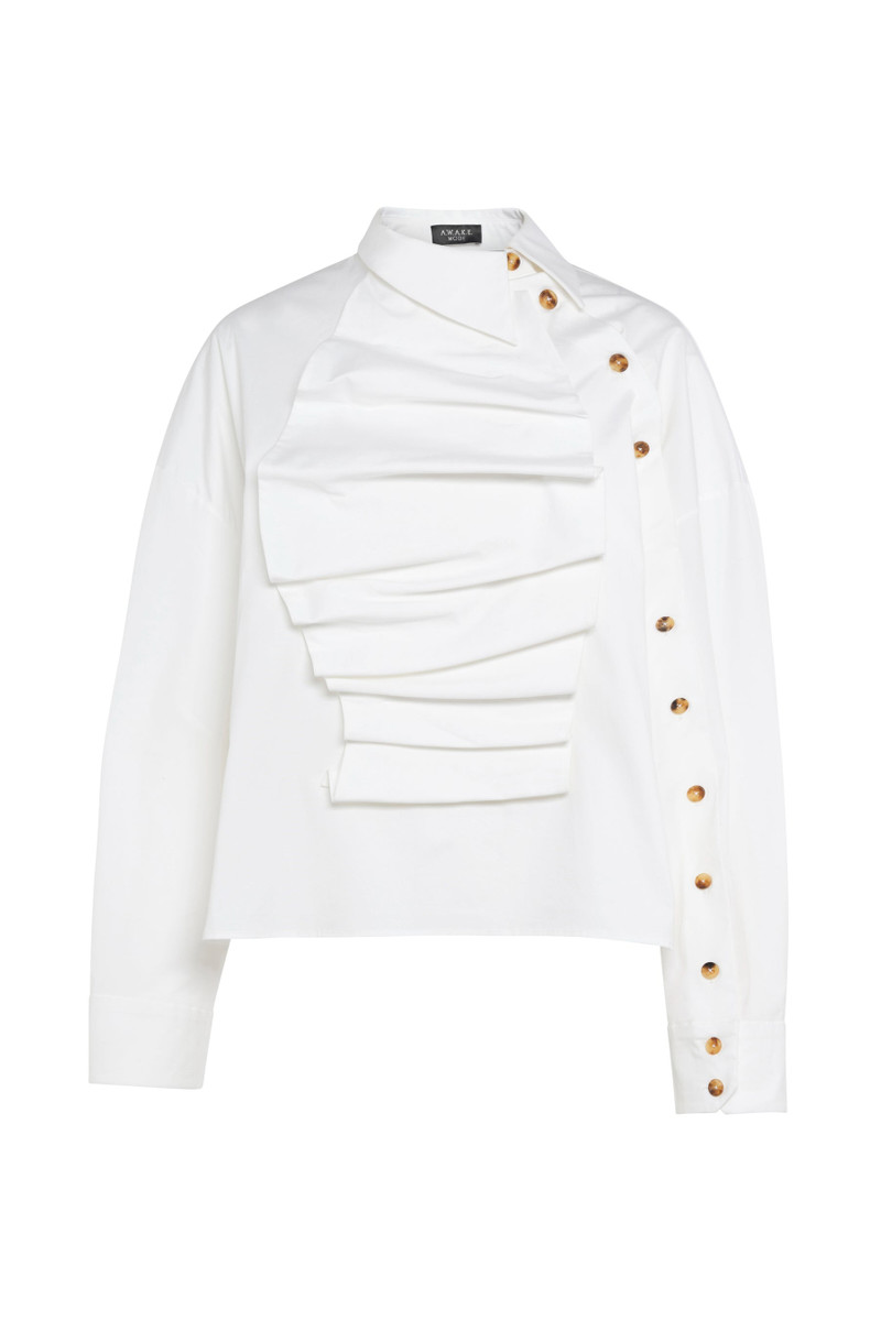 VOLUMINOUS BIB-FRONT SHIRT WHITE 2