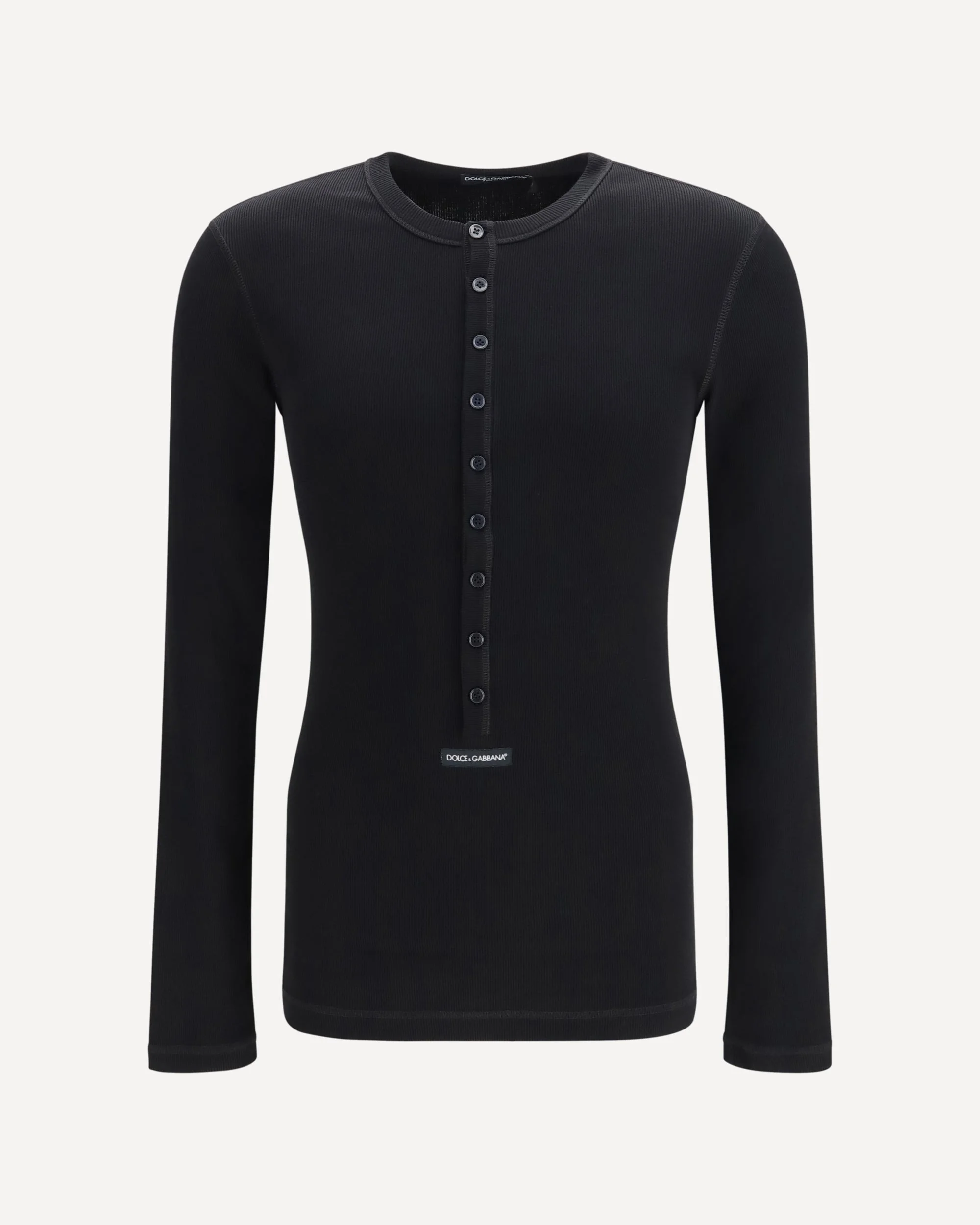 Ribbed cotton henley T-shirt - 1