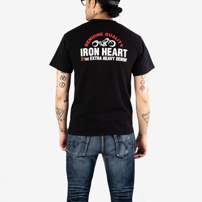 Iron Heart IHPT-001-BLK 6.5oz Printed Loopwheel Crew Neck T-Shirt - Black outlook