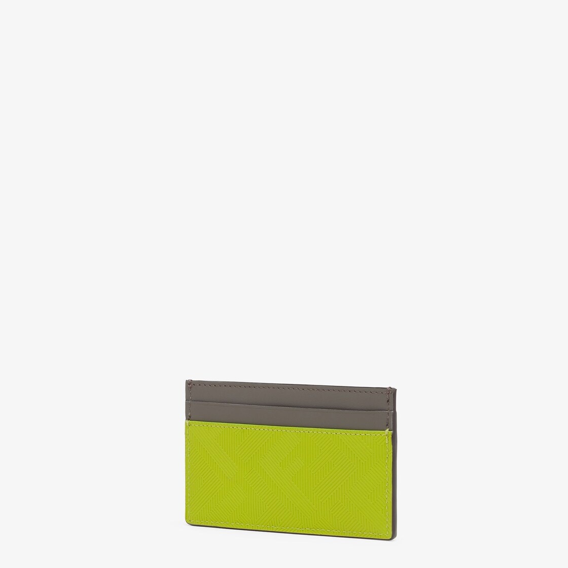 Card holder made of acid green leather with FF motif. Gray leather details. Palladium metal FENDI RO - 2