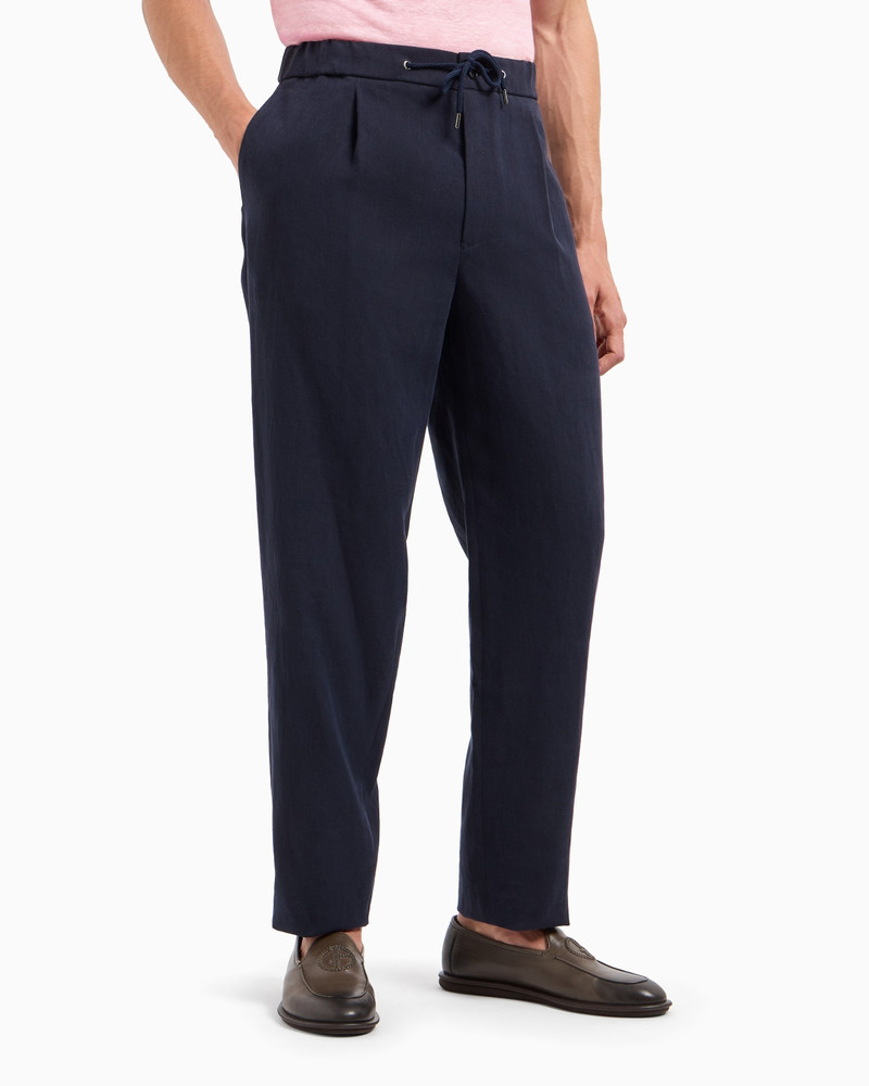 GIORGIO ARMANI SINGLE-DART, PURE LINEN CANVAS TROUSERS outlook