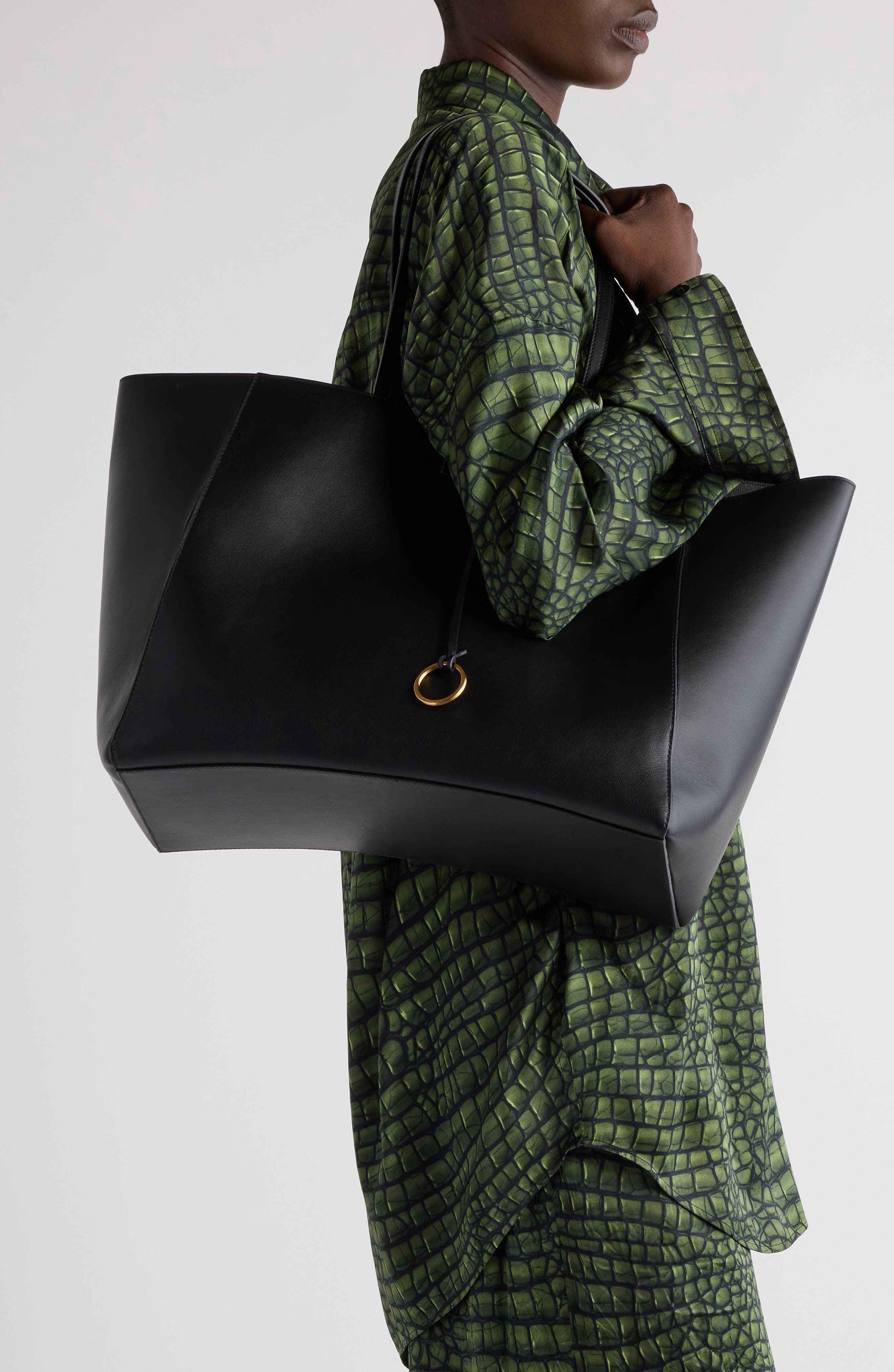 Balenciaga Large Hourglass Soft Leather Tote in 1000 Black at Nordstrom - 6