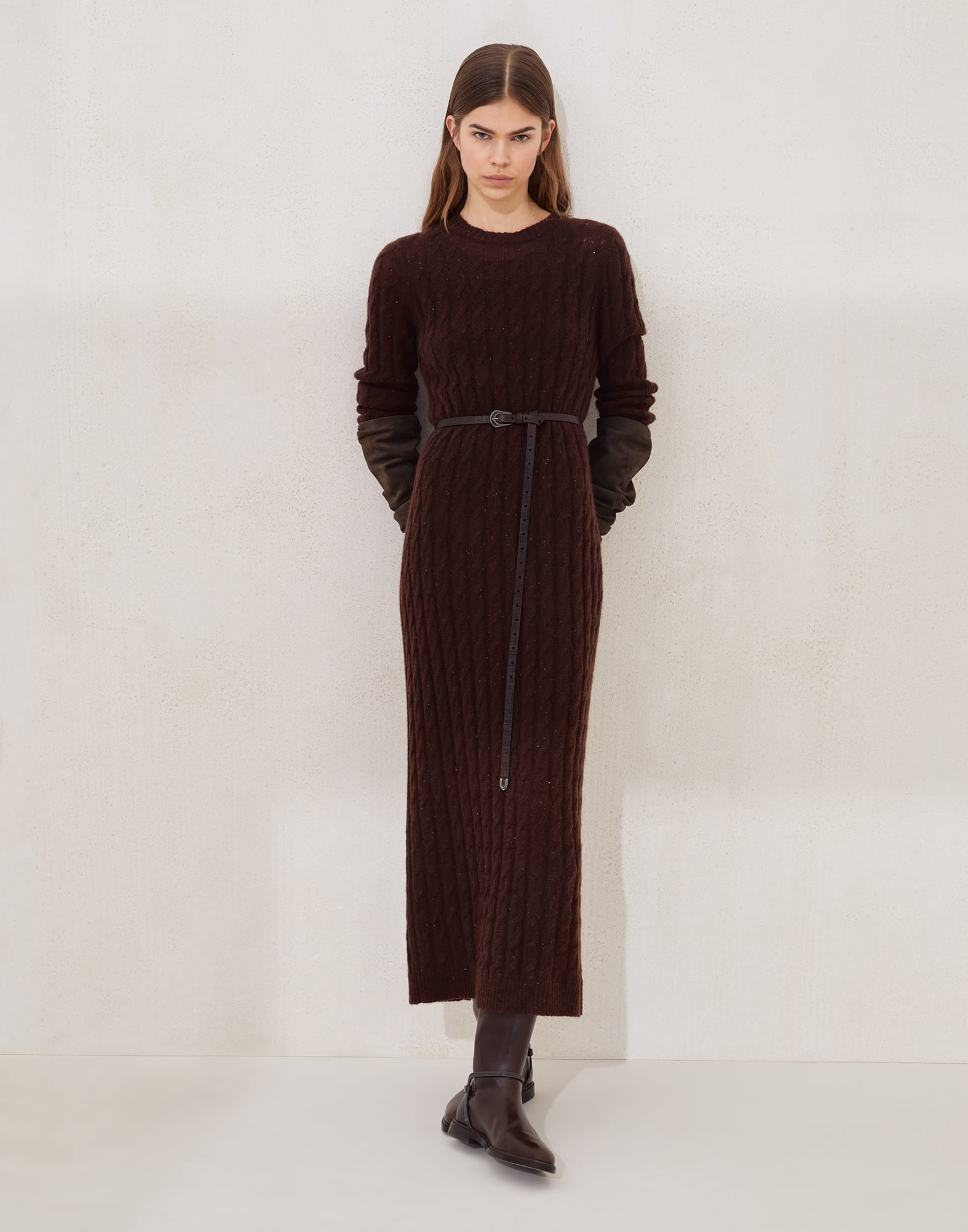 Mohair, cotton and wool dazzling cable knit dress - 4