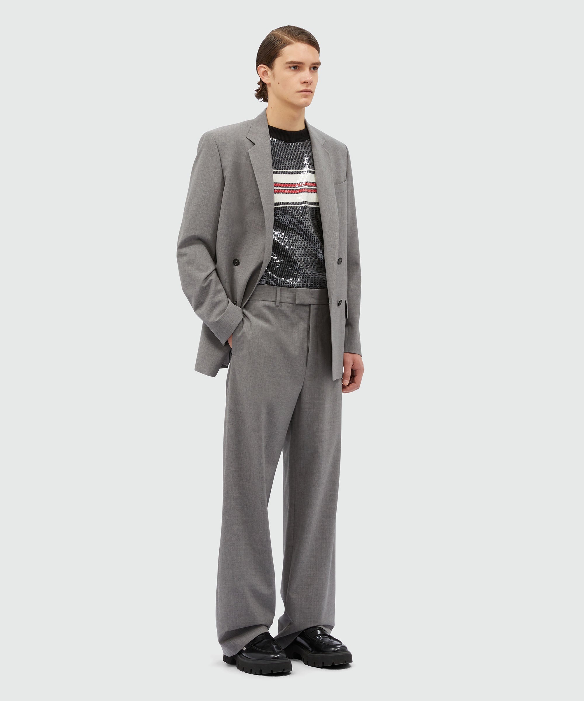 Gray virgin wool trousers - 4