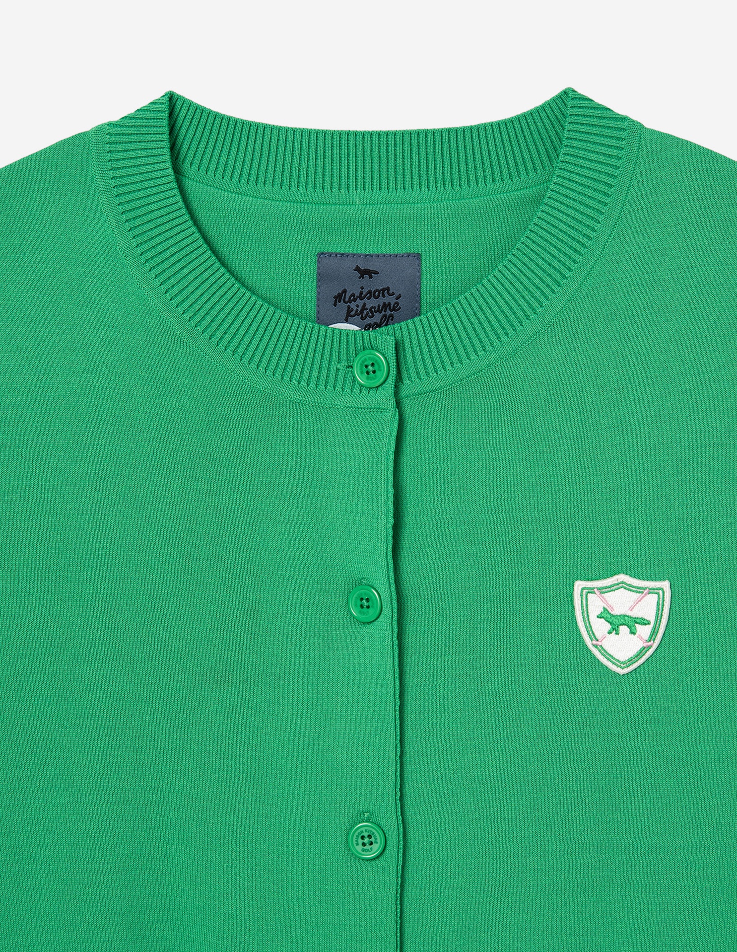 Women Crest Logo Round Neck Cardigan - 7