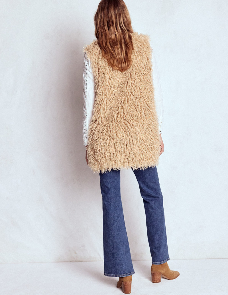 Faux Fur Long Gilet-Sand Dune, Fur 4
