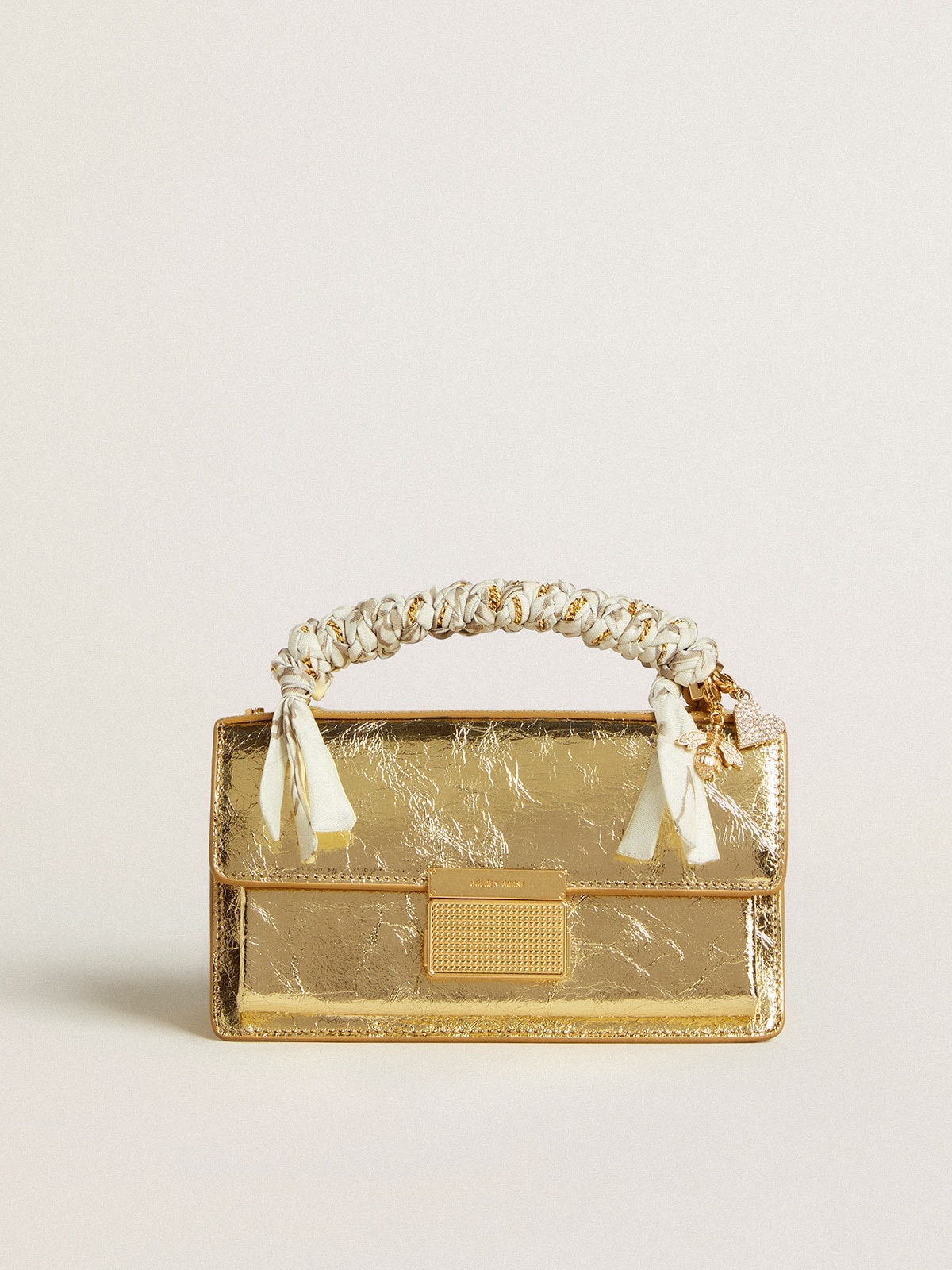 Small Venezia Bag in gold metallic leather with gold details - 6