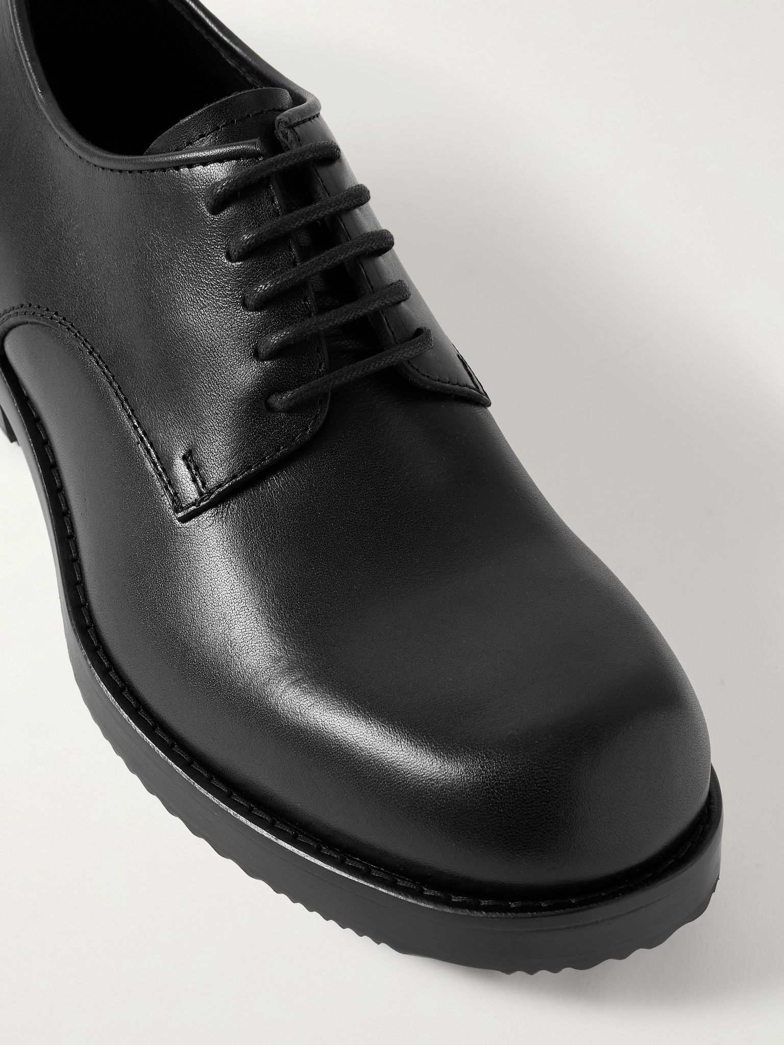 Leather Derby Shoes Black - 5