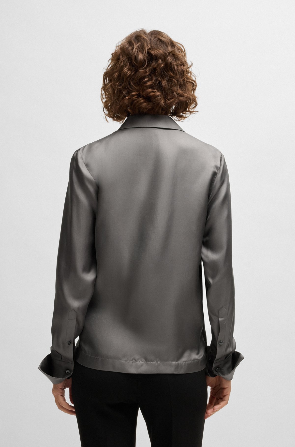SLIM-FIT BLOUSE IN SILK WITH WRAP FRONT - 5