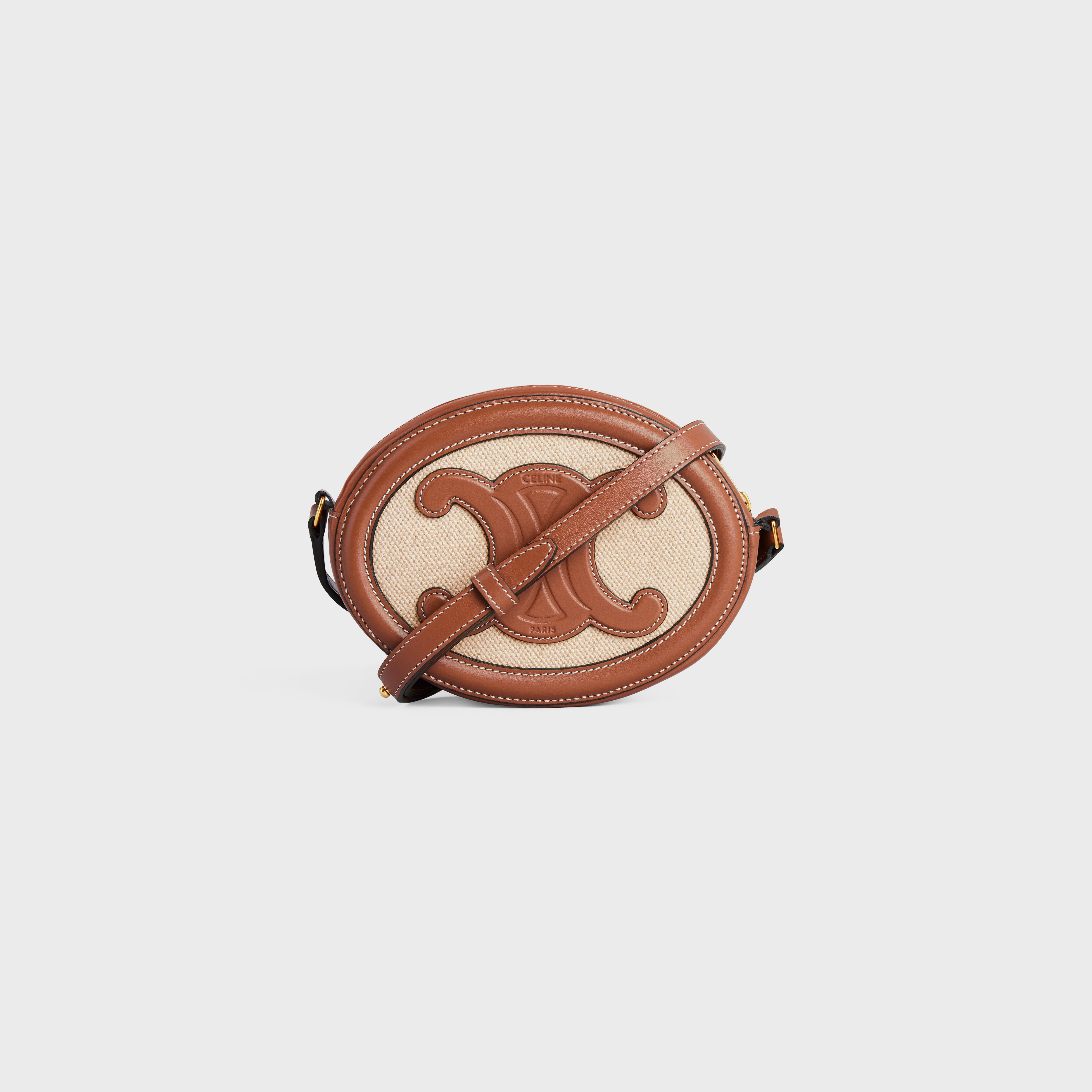 CROSSBODY OVAL PURSE cuir triomphe in textile and calfskin - 3