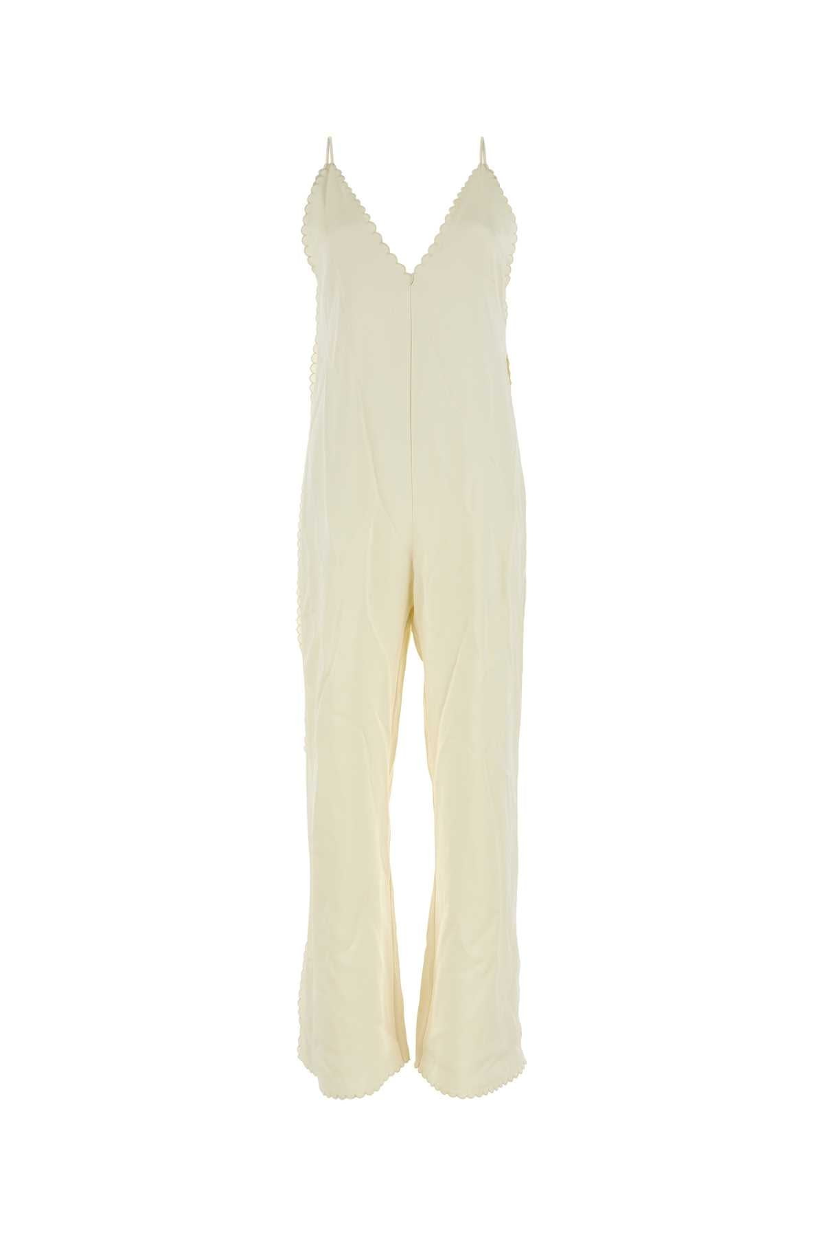 Jil Sander Women Ivory Satin Jumpsuit - 1