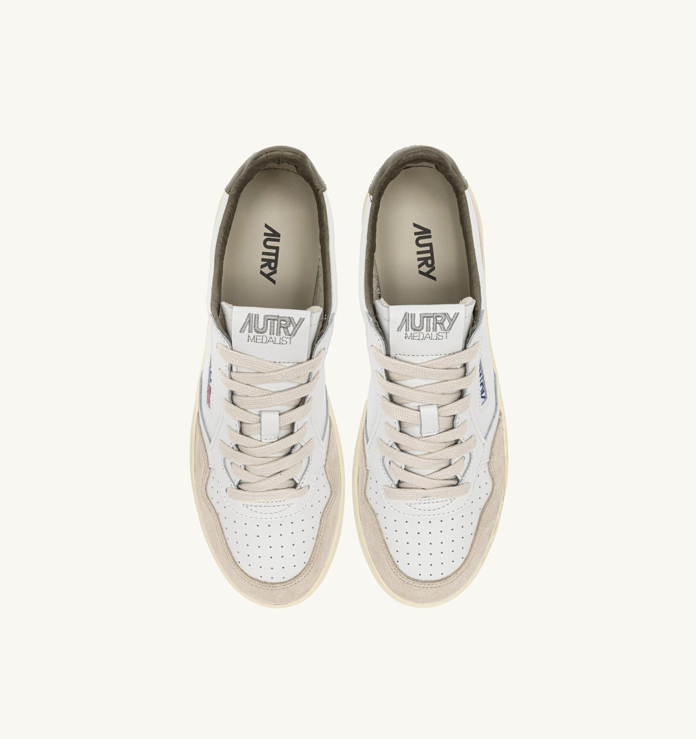 MEDALIST LOW SNEAKERS IN LEATHER AND SUEDE COLOR WHITE AND COVERT GREEN WITH LETTERING - 5