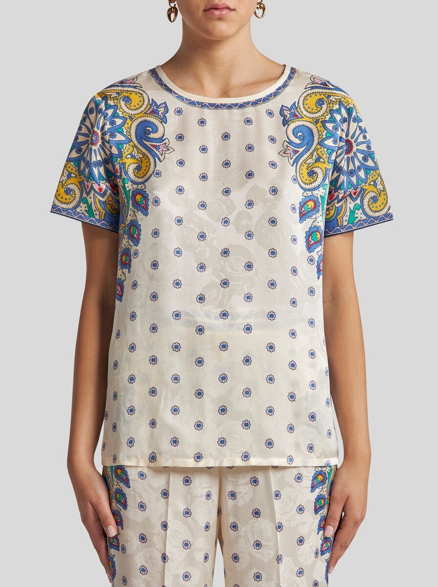 SILK-BLEND T-SHIRT WITH PRINT - 2