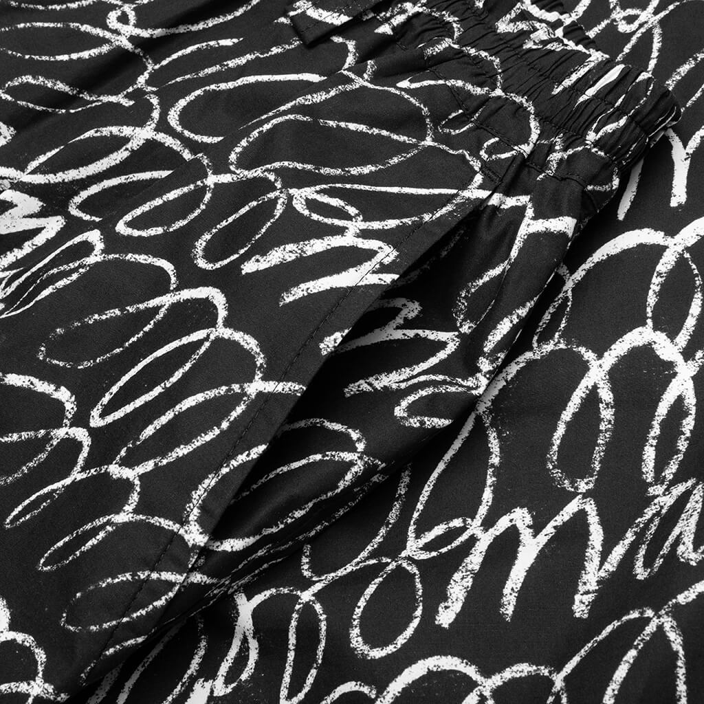 SCRIBBLED POPLIN SHORTS - BLACK - 5