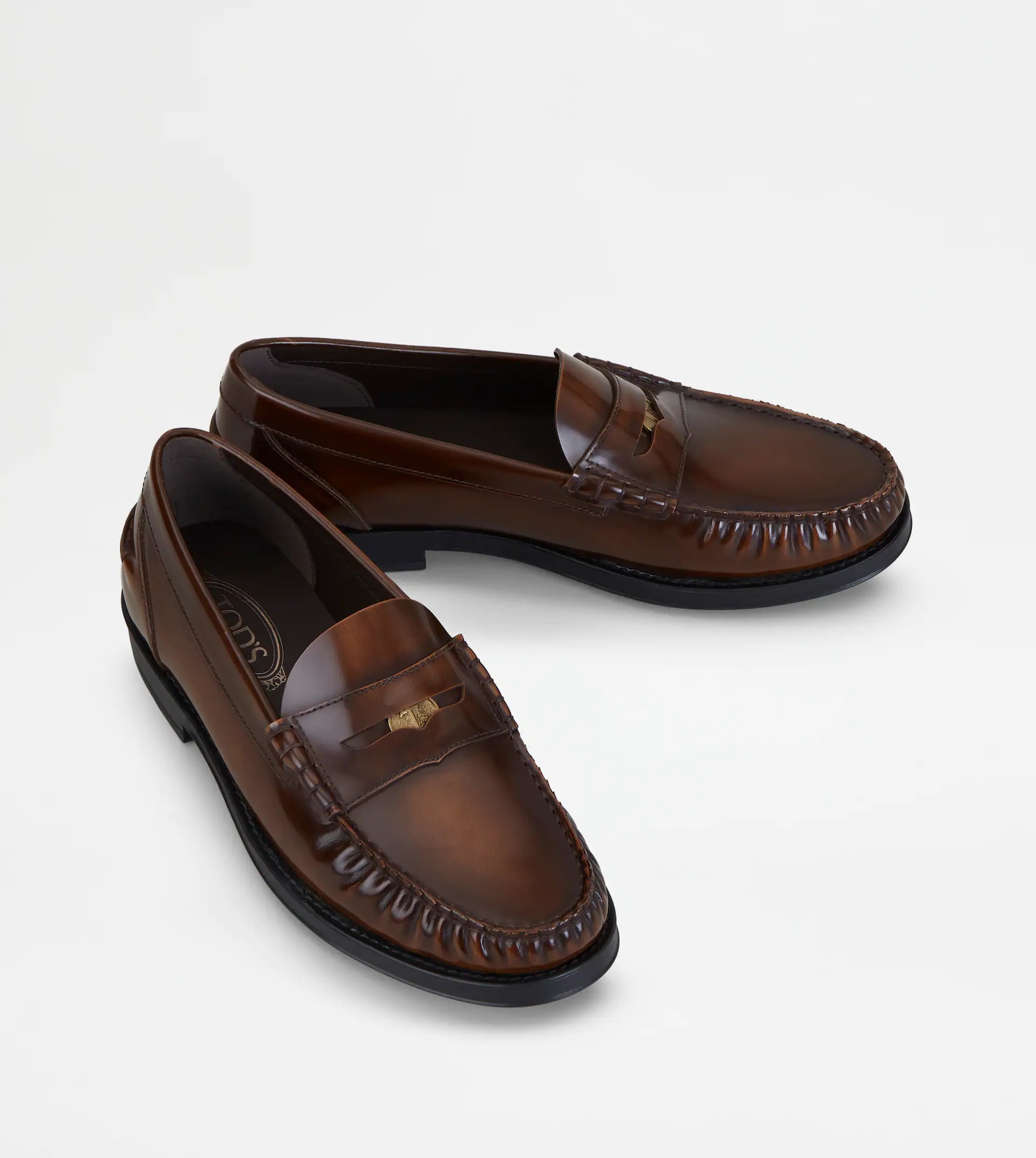 LOAFERS IN LEATHER - BROWN - 4