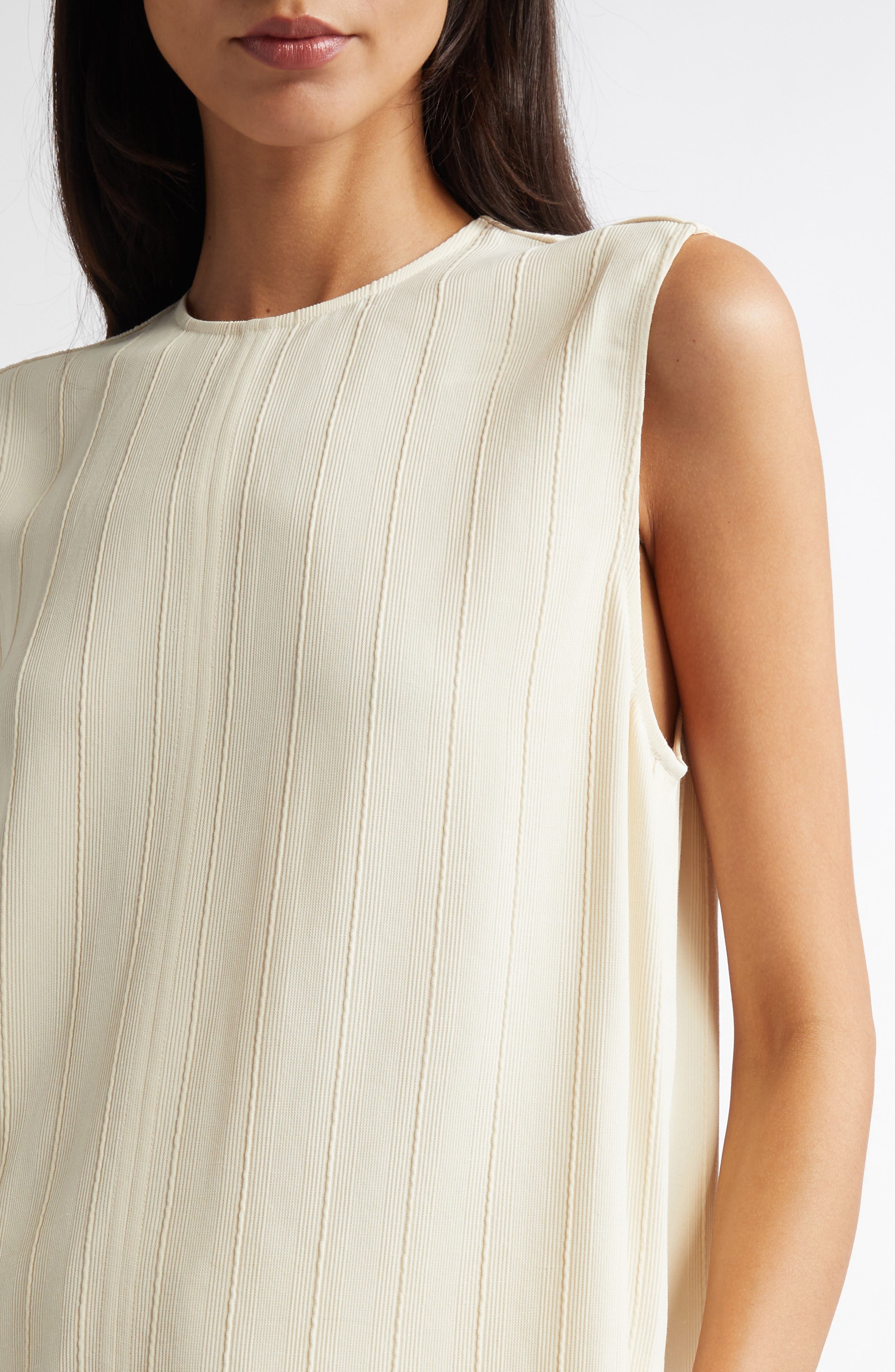 TOTEME Textured Stripe Sleeveless Top in Ecru at Nordstrom - 4