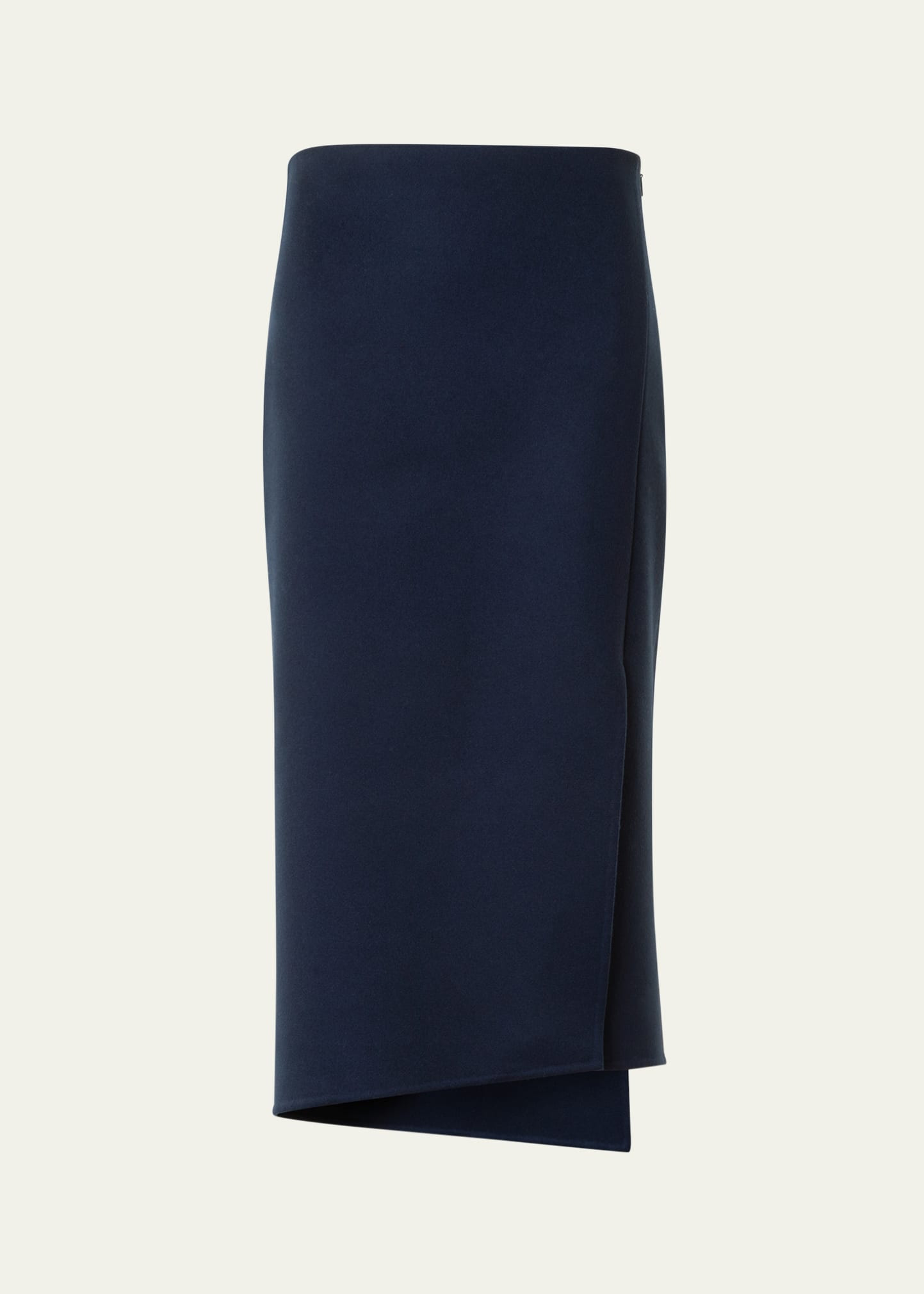 Asymmetric Trapezoid Wool Flannel Double-Face Midi Skirt - 1